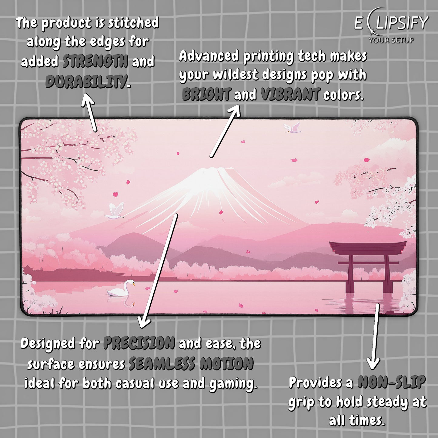 Mount Fuji: Kawaii Pink Gaming Mouse Pad