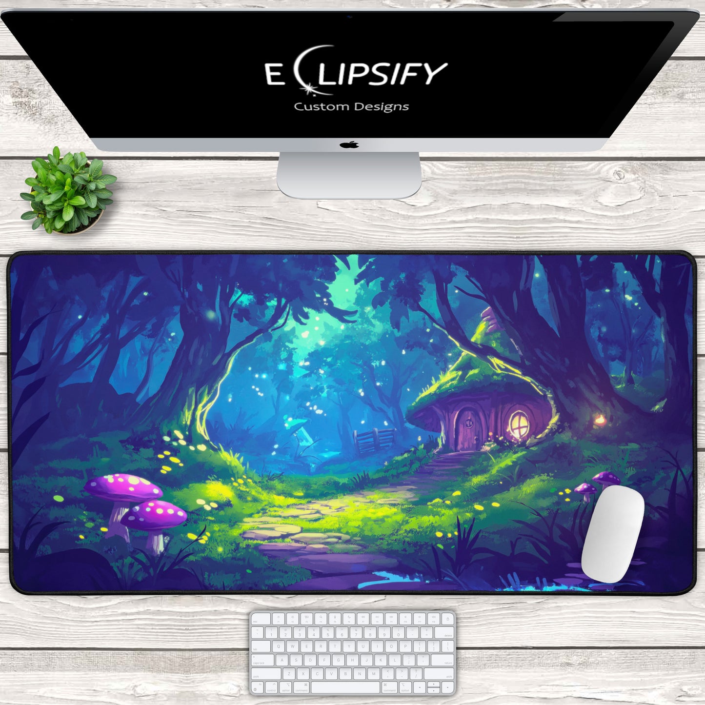 Enchanted Cottage: Mystical Forest Cottage Gaming Mouse Pad
