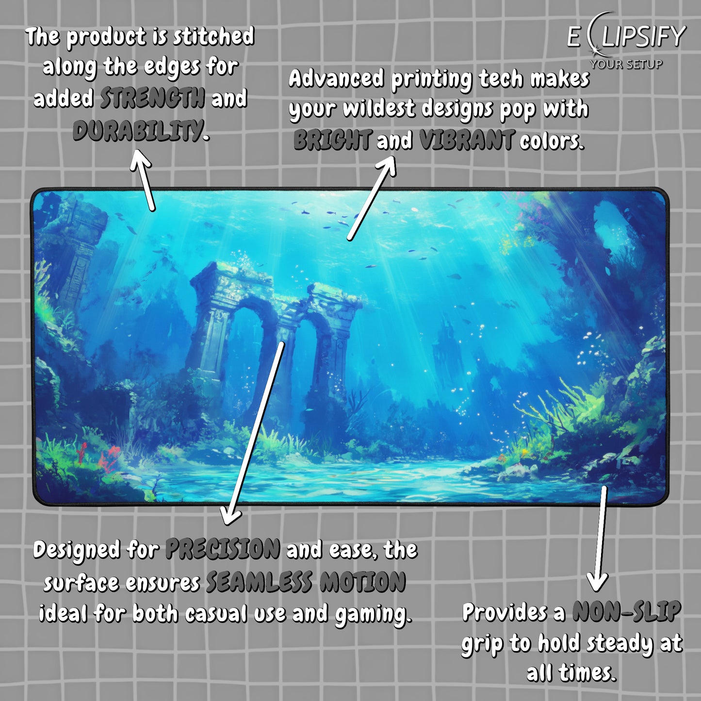 The Realm Below: Underwater Ocean Atlantis Gaming Mouse Pad
