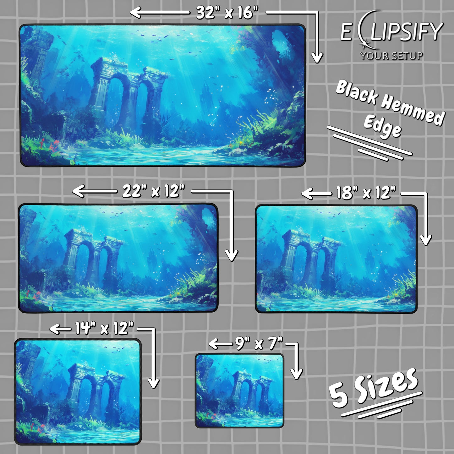 The Realm Below: Underwater Ocean Atlantis Gaming Mouse Pad