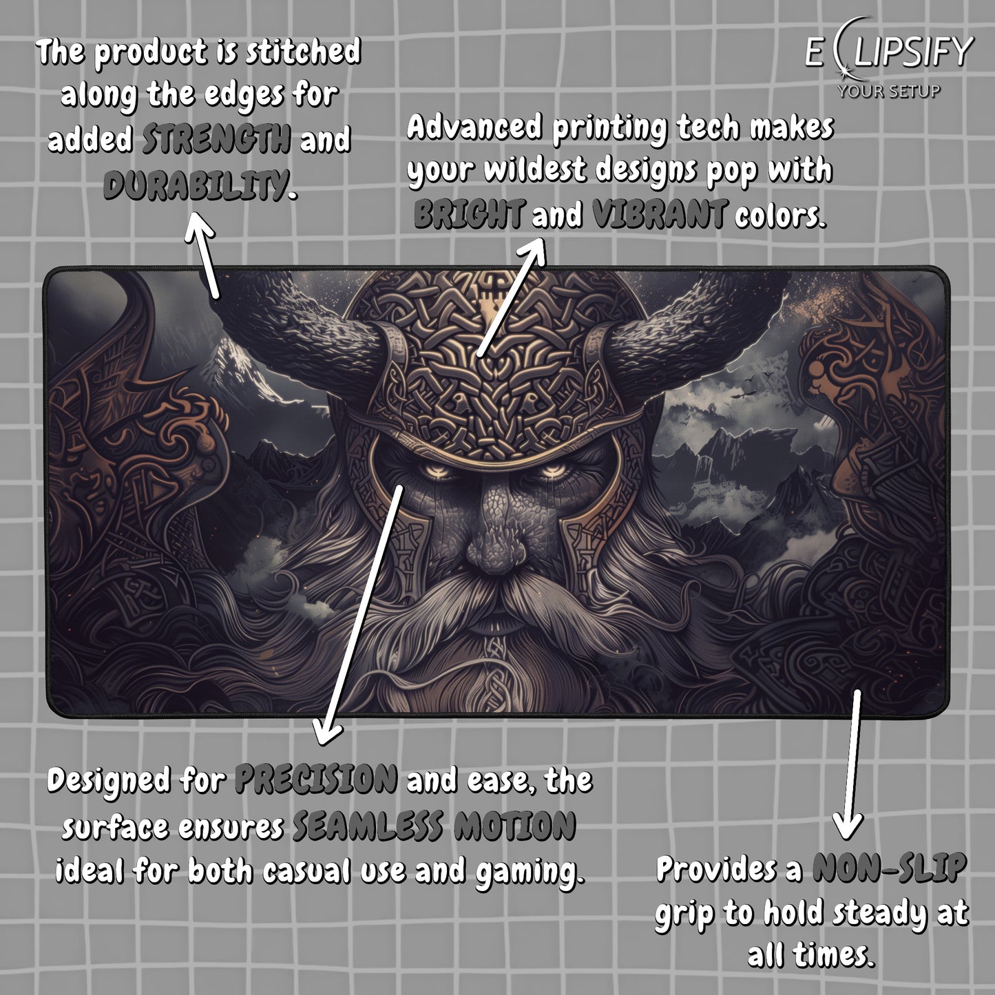 Warrior Of The North: Viking Gaming Mouse Pad