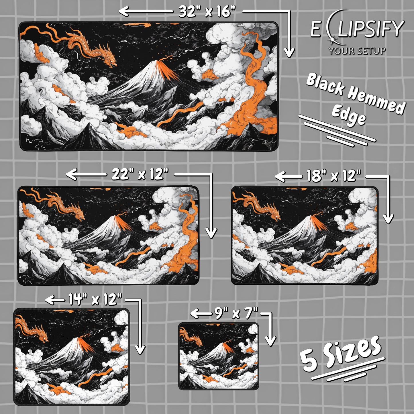 Ember Above the Peaks: Orange Dragon Mountains Gaming Mouse Pad