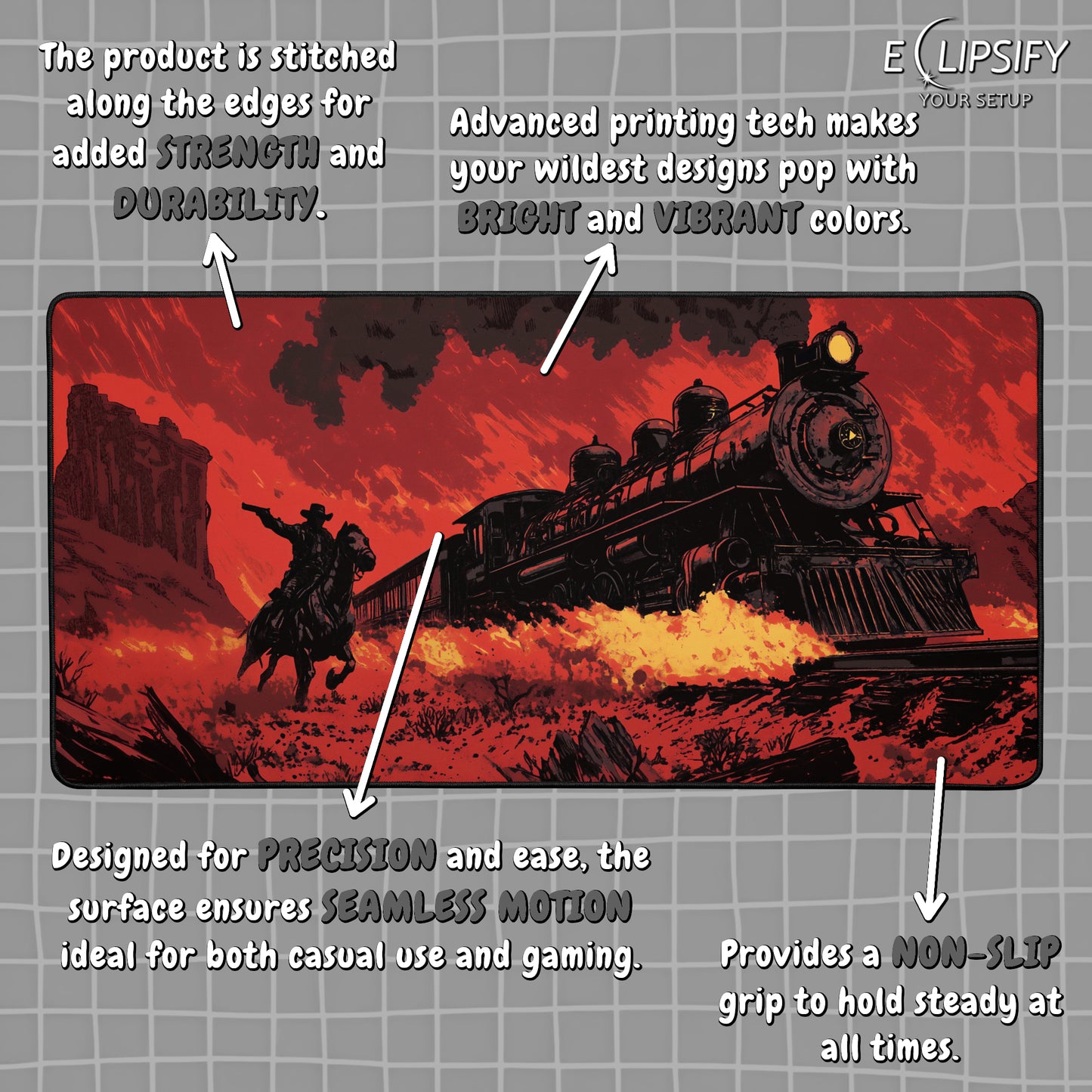 Steel & Smoke: Outlaw Cowboy Train Heist Gaming Mouse Pad