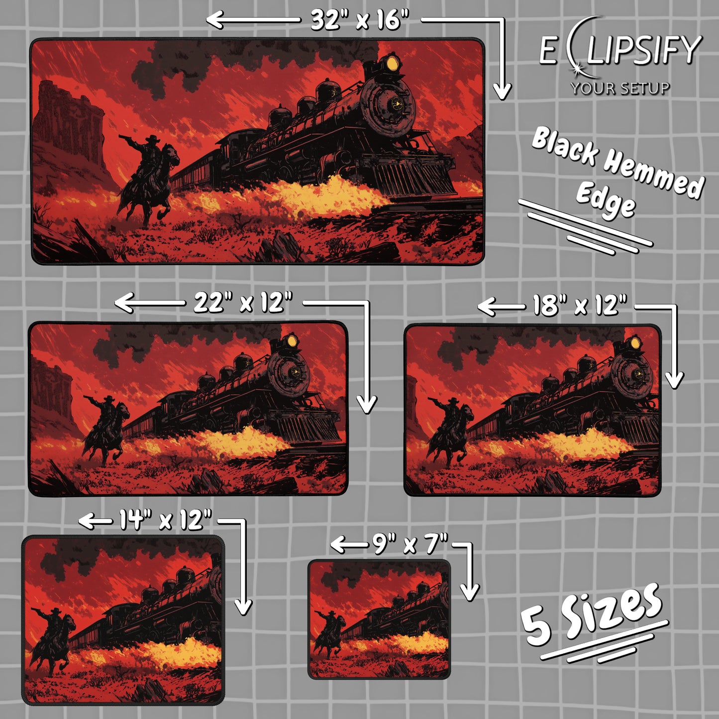 Steel & Smoke: Outlaw Cowboy Train Heist Gaming Mouse Pad