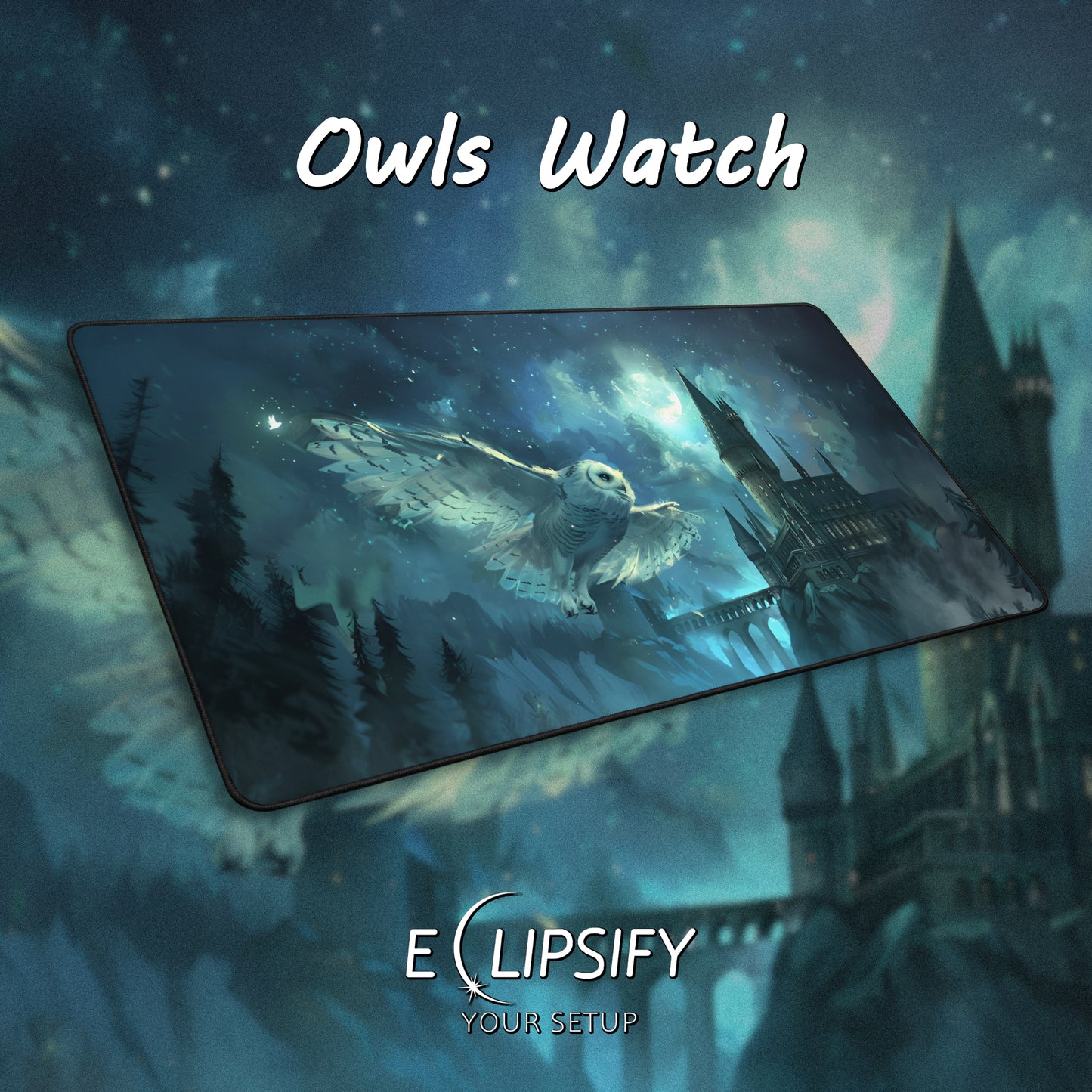 Owls Watch: Wizard Castle Gaming Mouse Pad