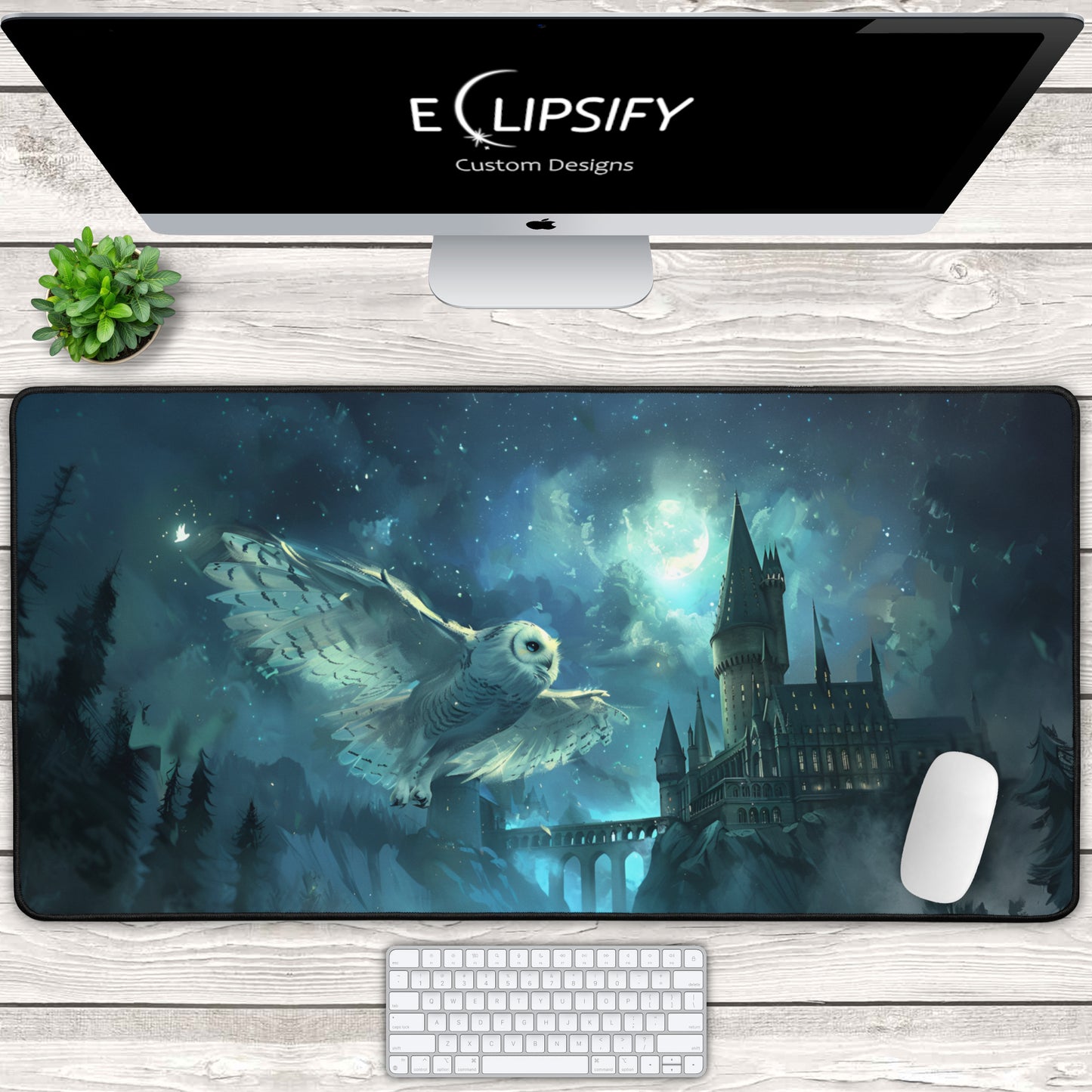 Owls Watch: Wizard Castle Gaming Mouse Pad