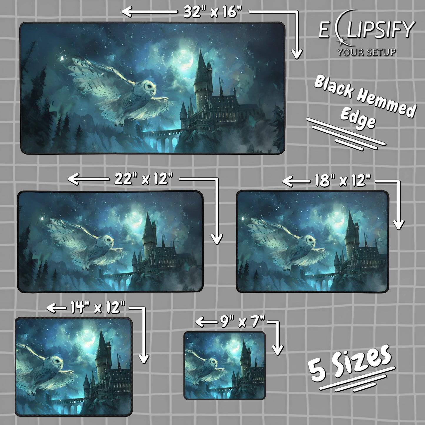 Owls Watch: Wizard Castle Gaming Mouse Pad