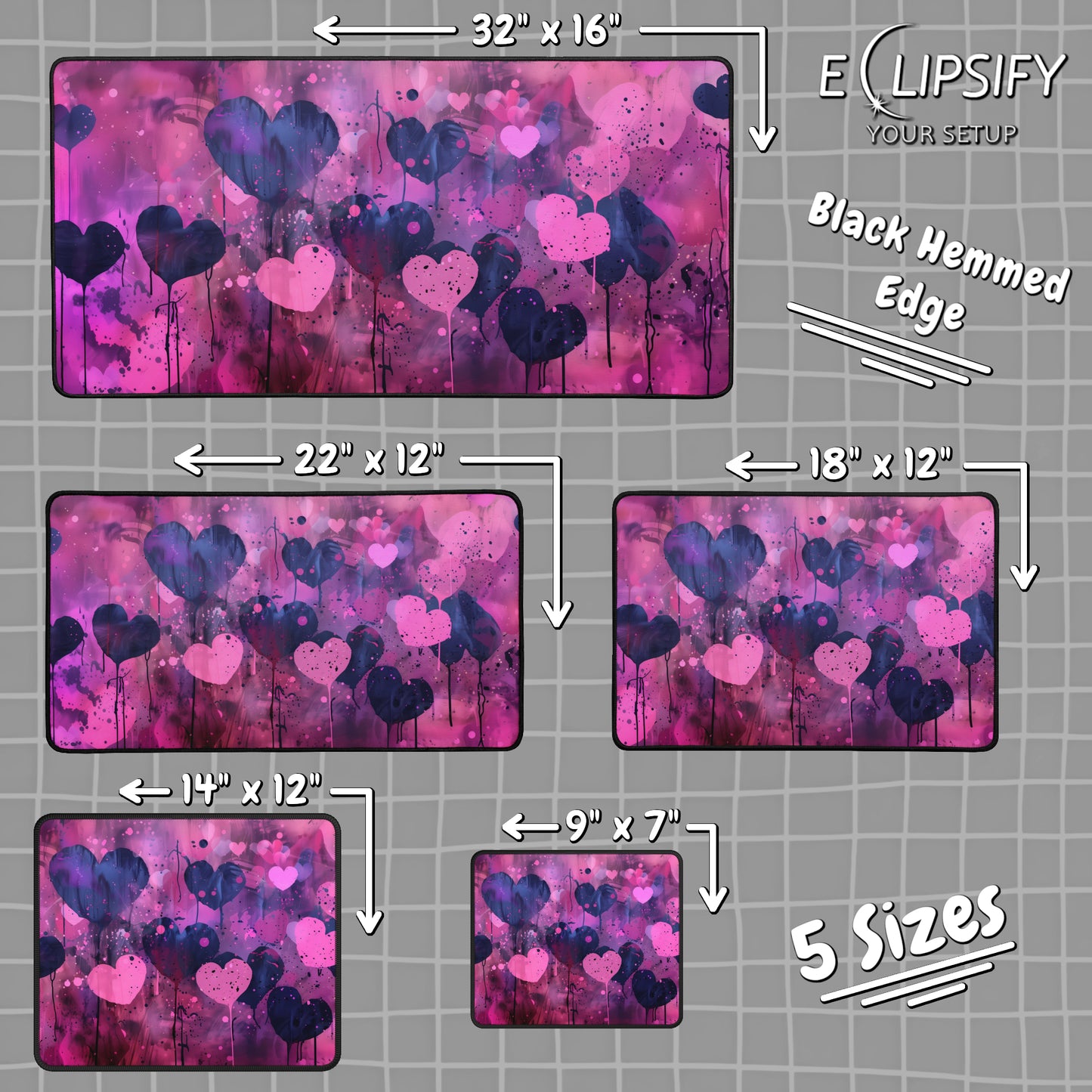 Graffiti Love: Pink Heart Gaming Mouse Pad