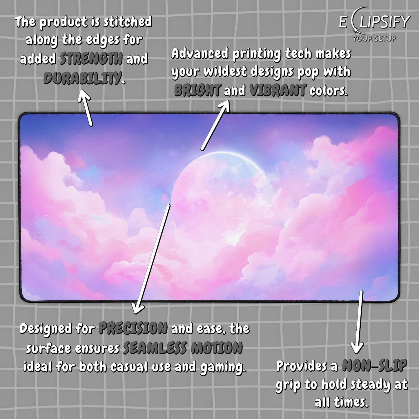 Blush Horizon: Cute Pastel Clouds Pink Gaming Mouse Pad