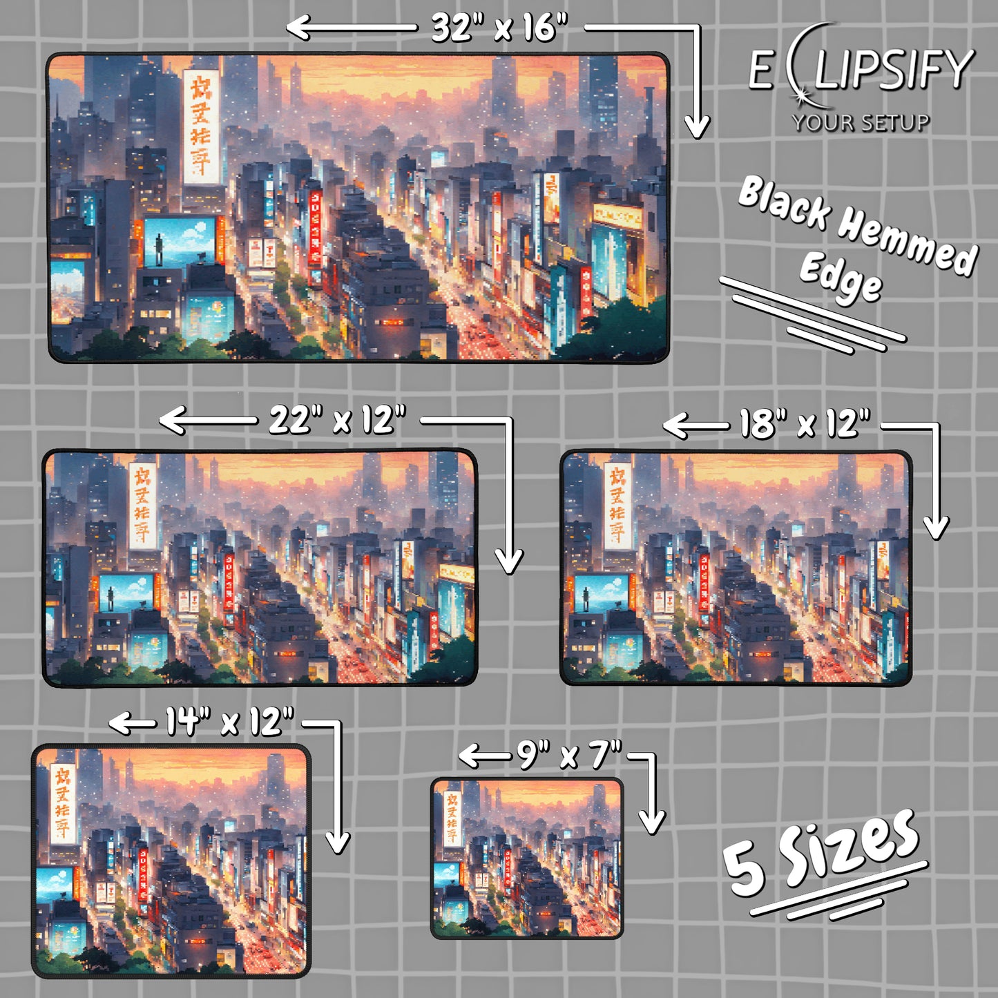 Digital District: Pixel Art Cyberpunk City Gaming Mouse Pad