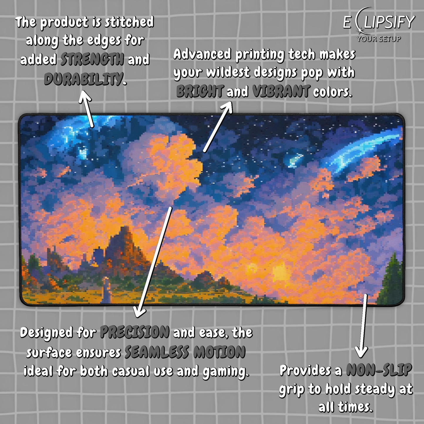 Stars Beyond: Pixel Art Sunset Gaming Mouse Pad