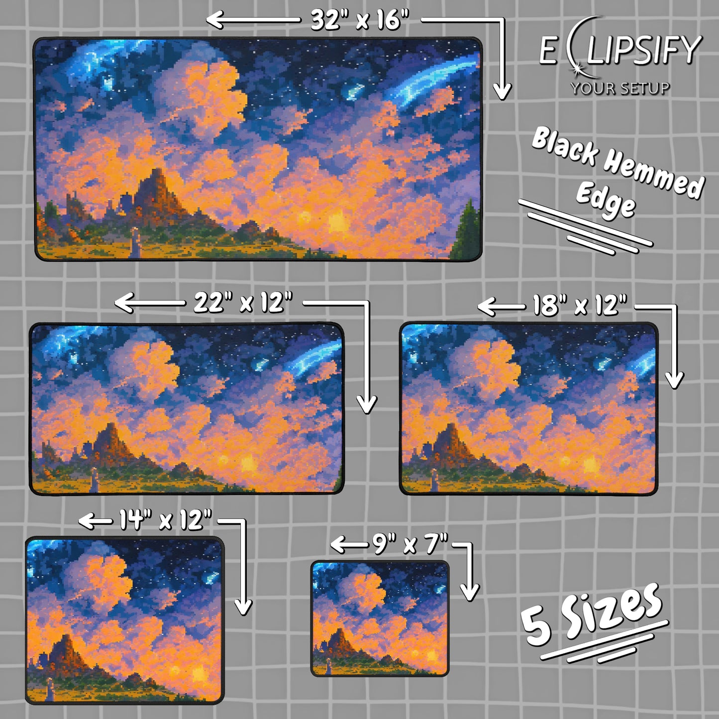 Stars Beyond: Pixel Art Sunset Gaming Mouse Pad