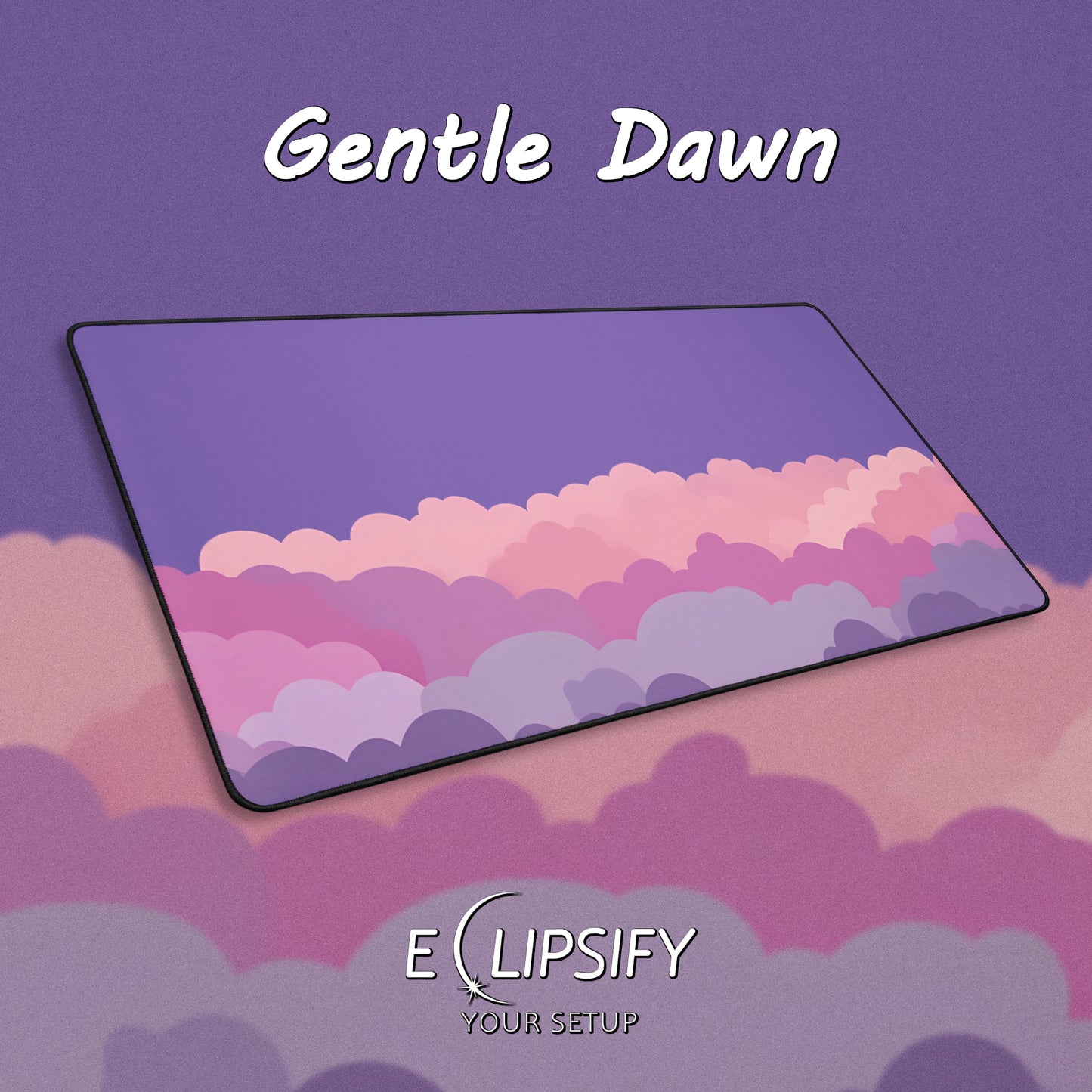 Gentle Dawn: Purple Minimalist Cute Clouds Gaming Mouse Pad