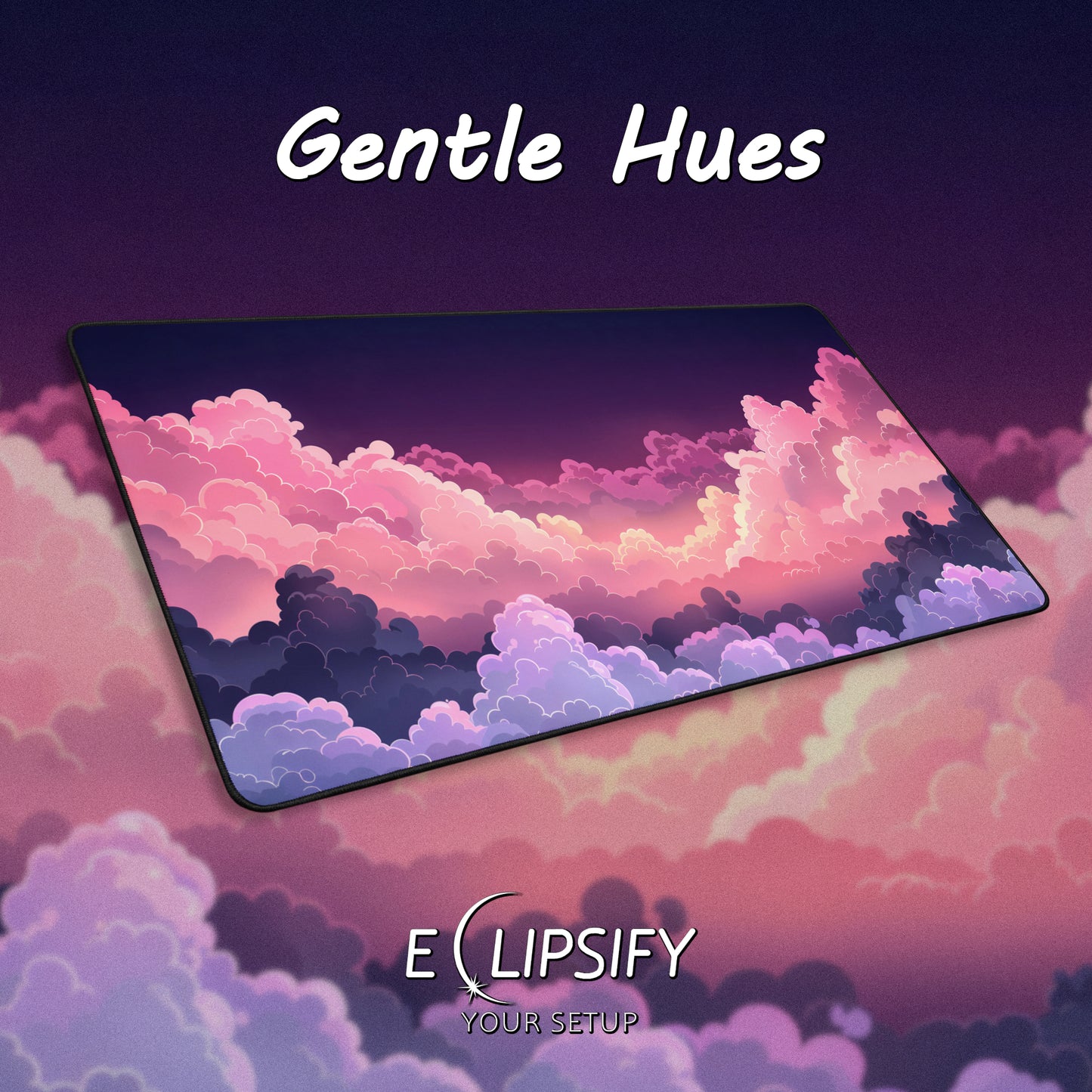 Gentle Hues: Purple And Pink Pastel Cloud Gaming Mouse Pad