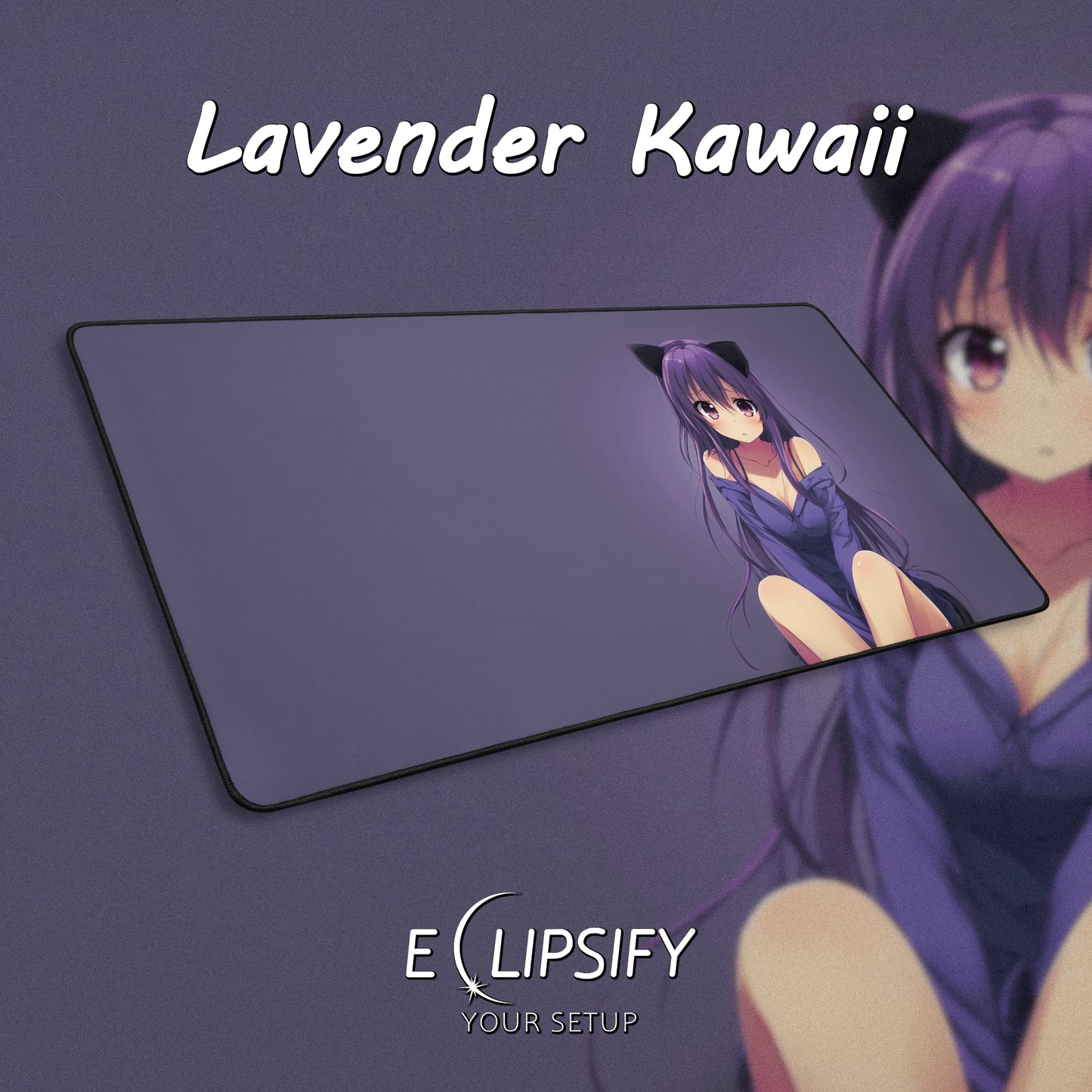 Lavender Kawaii: Anime Girl Mouse Pad