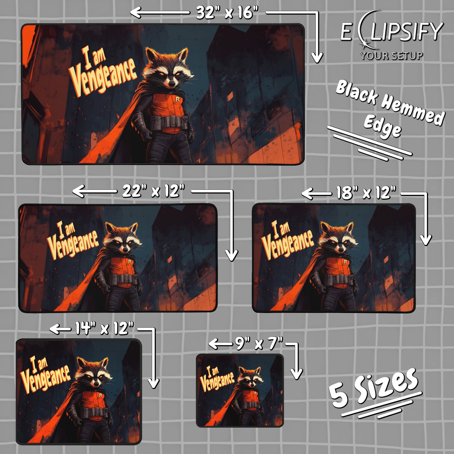 Night Vigilante: Racoon Superhero Gaming Mouse Pad