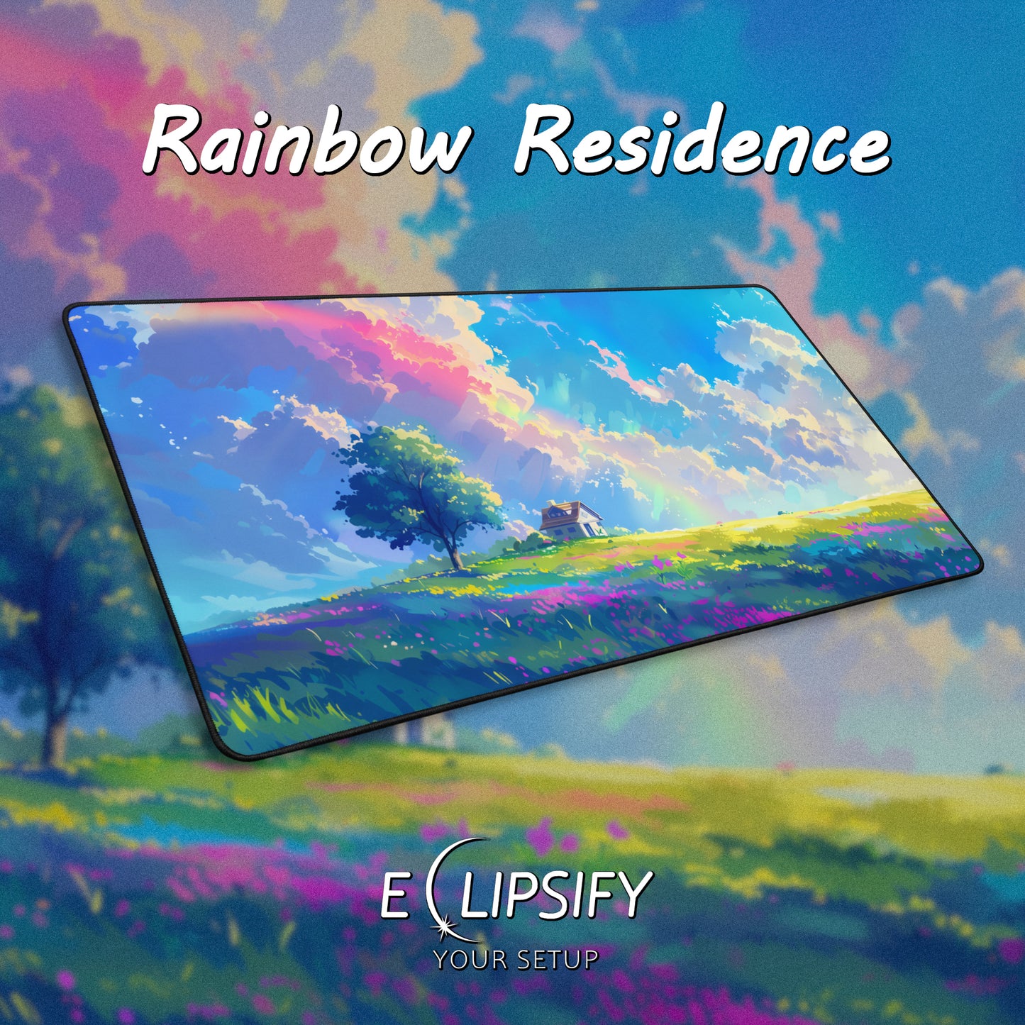 Rainbow Residence: Pastel Field Gaming Mouse Pad