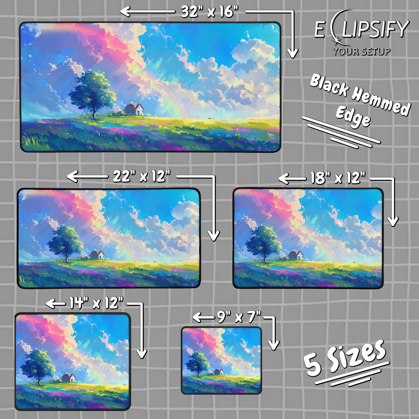 Rainbow Residence: Pastel Field Gaming Mouse Pad