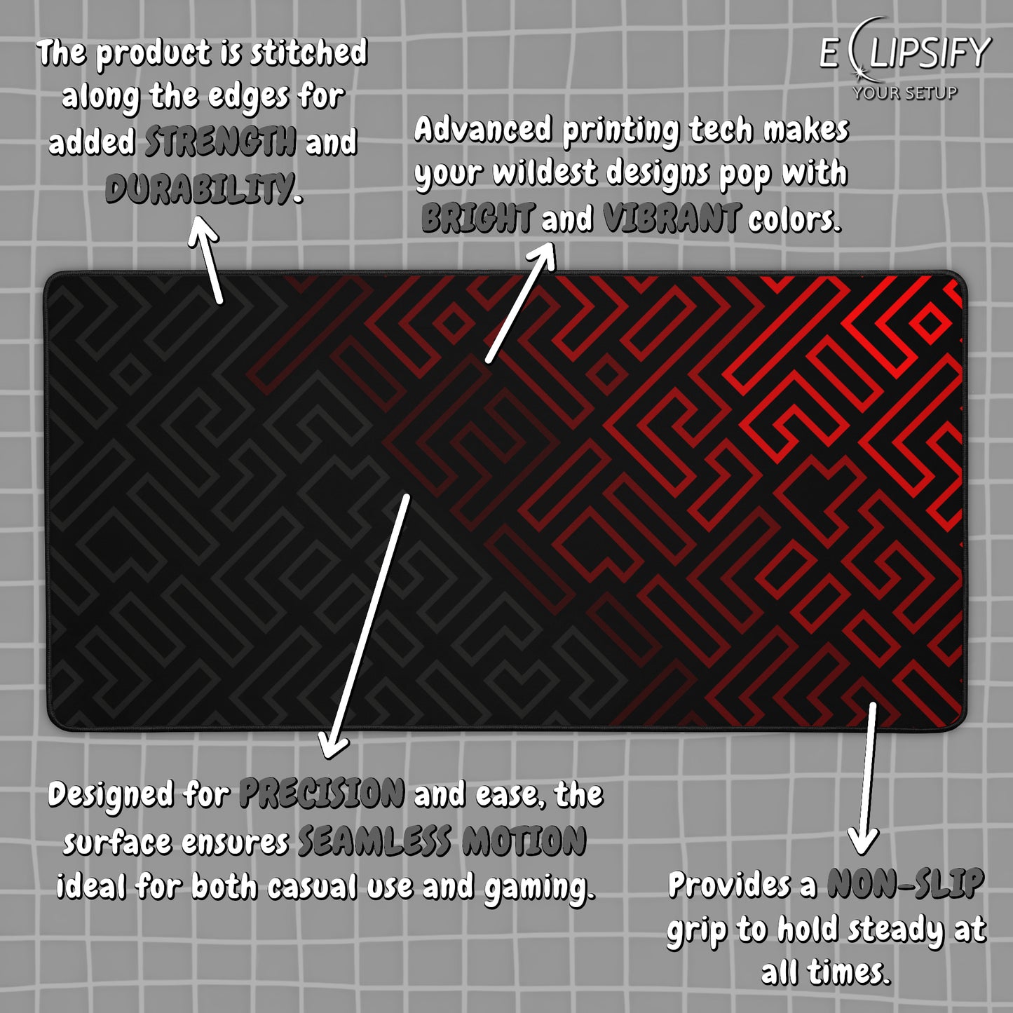 Minimalist Matrix: Red Abstract Pattern Mouse Pad