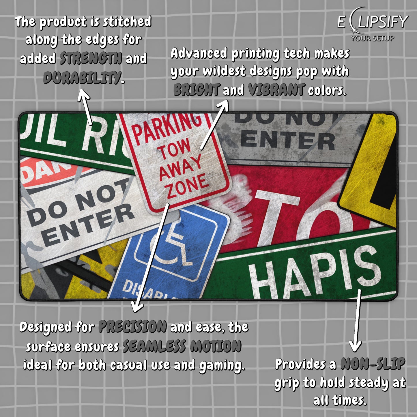 Road Kill: Rusty Road Sign Gaming Mouse Pad