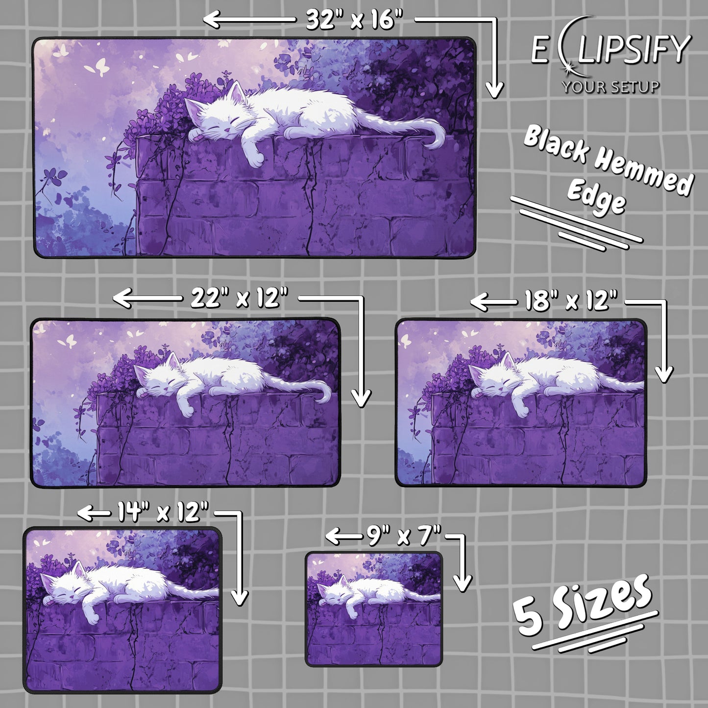Purple Dreams: Kawaii Cat Gaming Mouse Pad