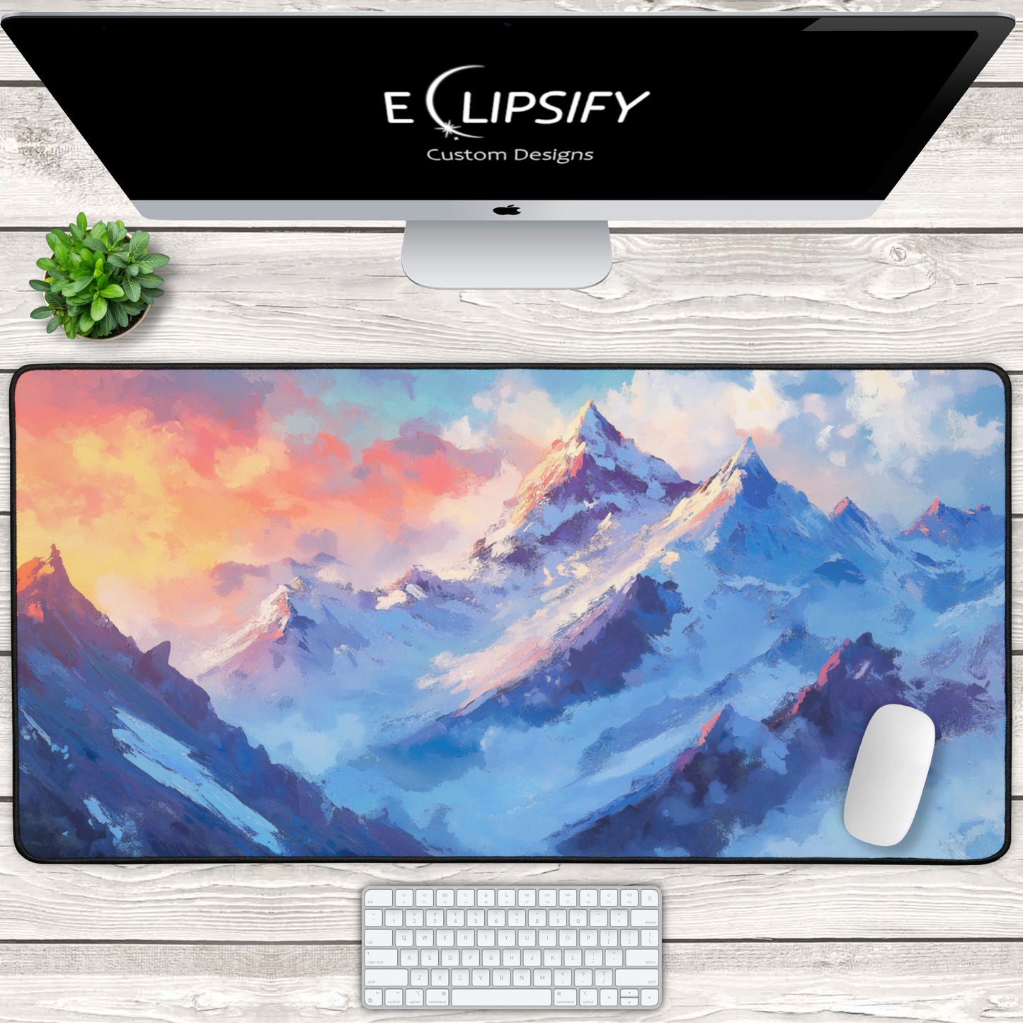 Frozen Peaks: Snow Mountains Landscape Gaming Mouse Pad