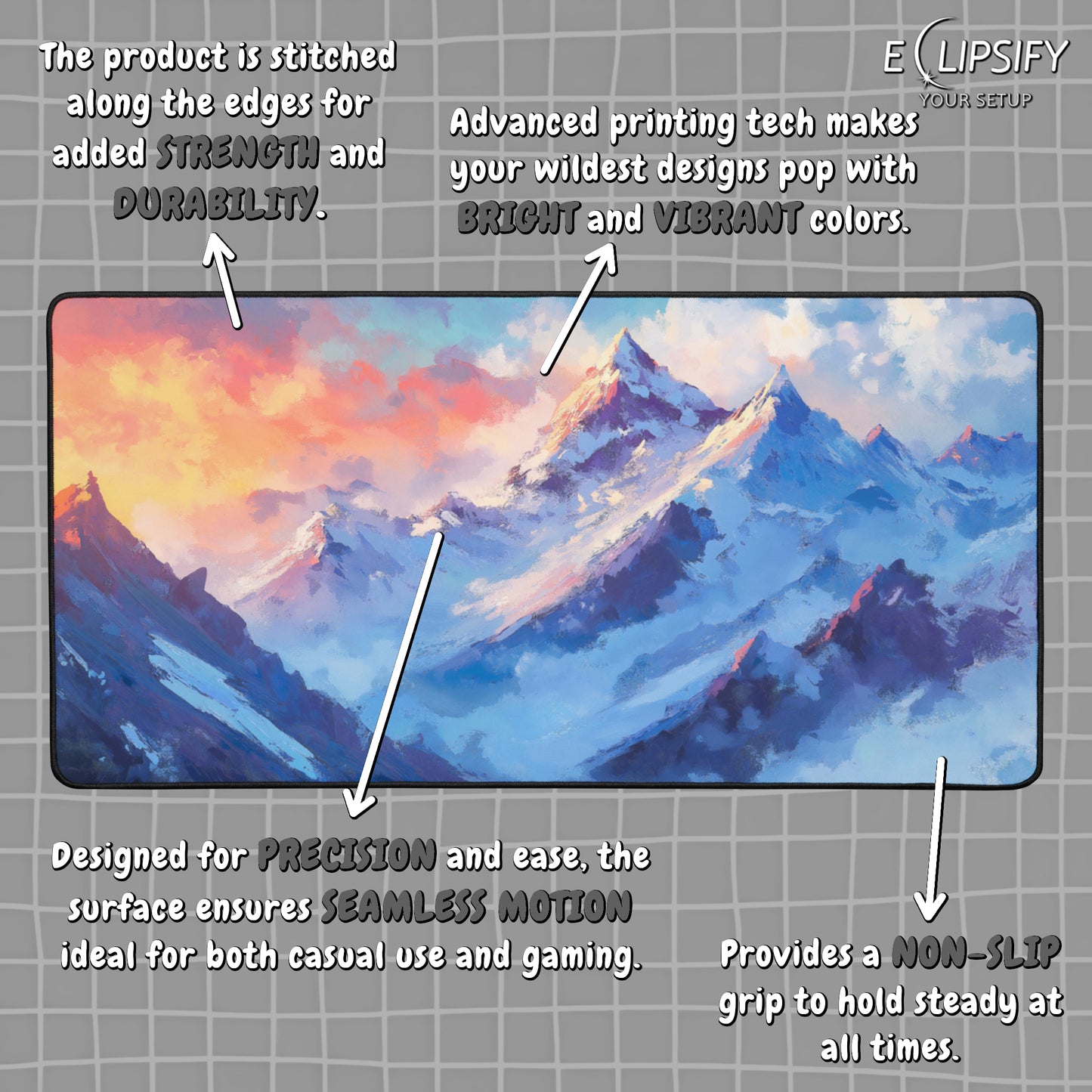 Frozen Peaks: Snow Mountains Landscape Gaming Mouse Pad