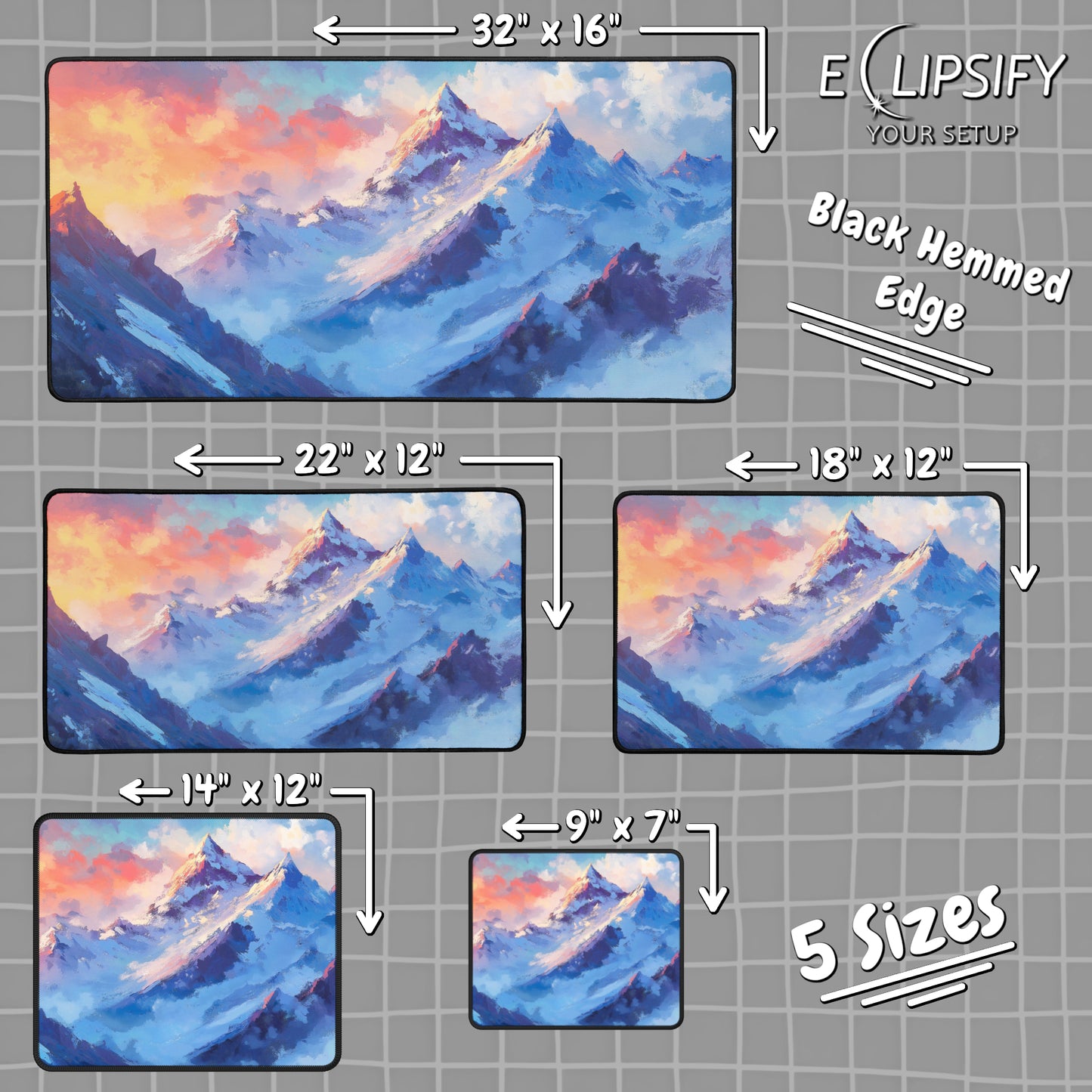 Frozen Peaks: Snow Mountains Landscape Gaming Mouse Pad
