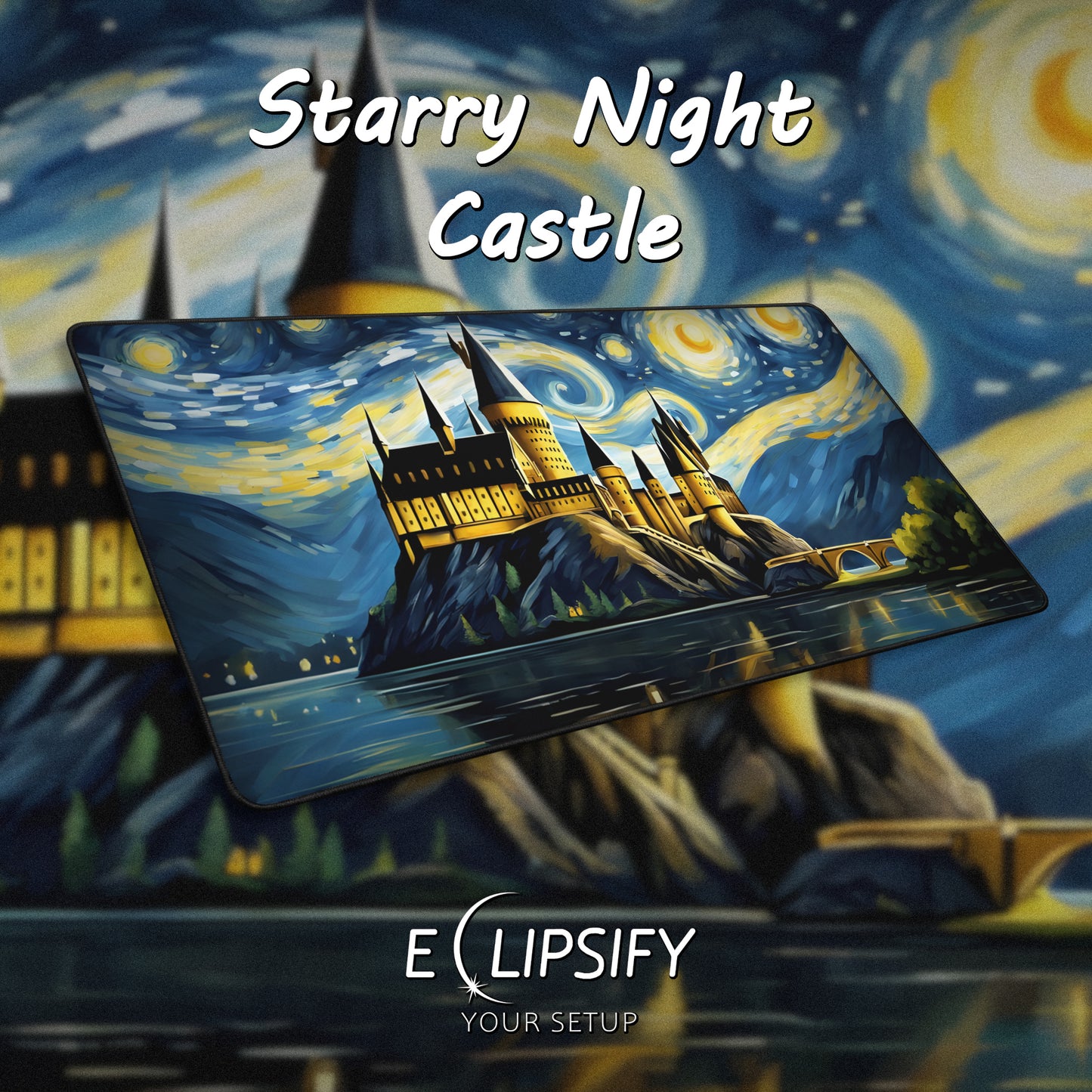 Starry Night Castle: Magical Castle Gaming Mouse Pad
