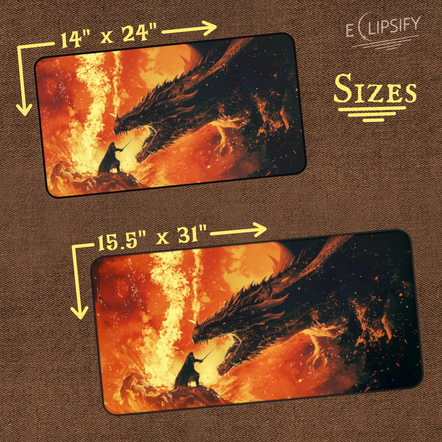 Sword Against Flame: Warrior Vs Dragon TCG Playmat