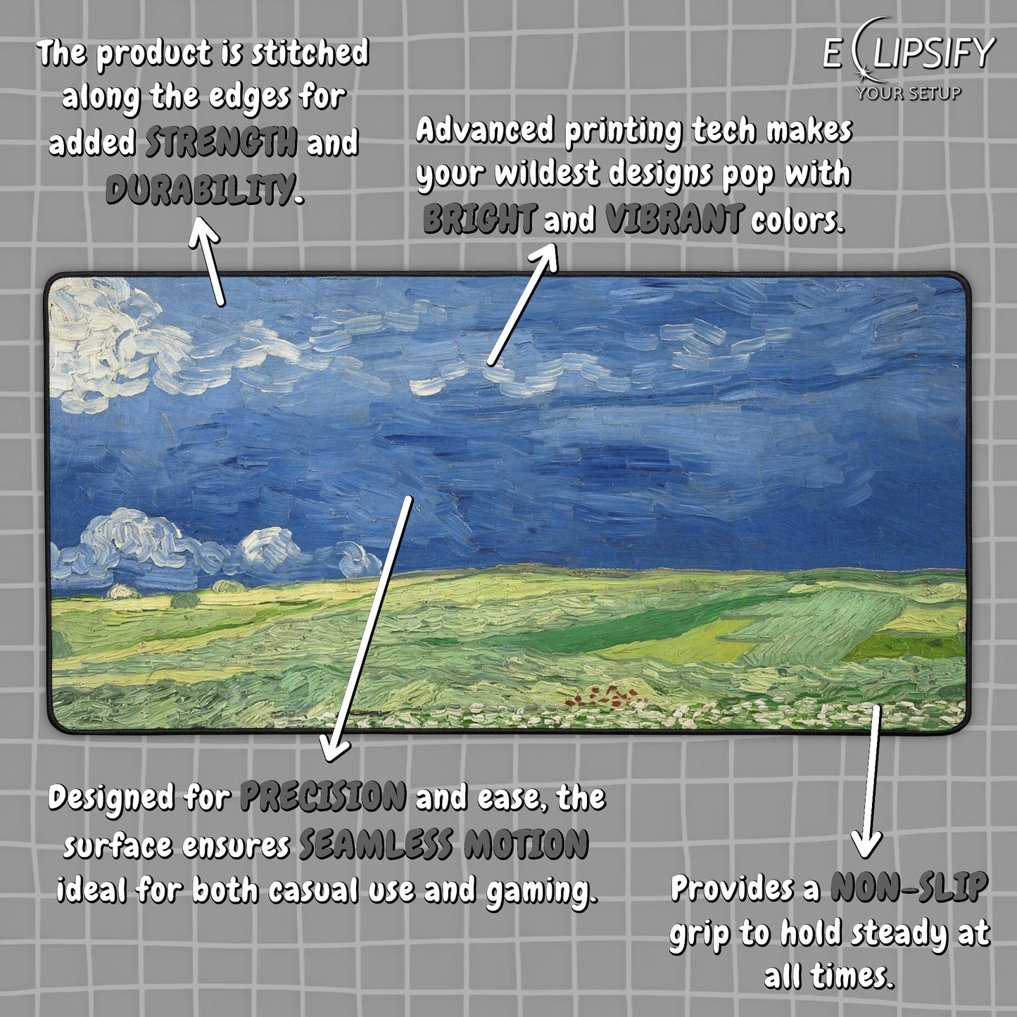 Wheat Field Under Thunder Clouds: Vincent Van Gogh Mouse Pad