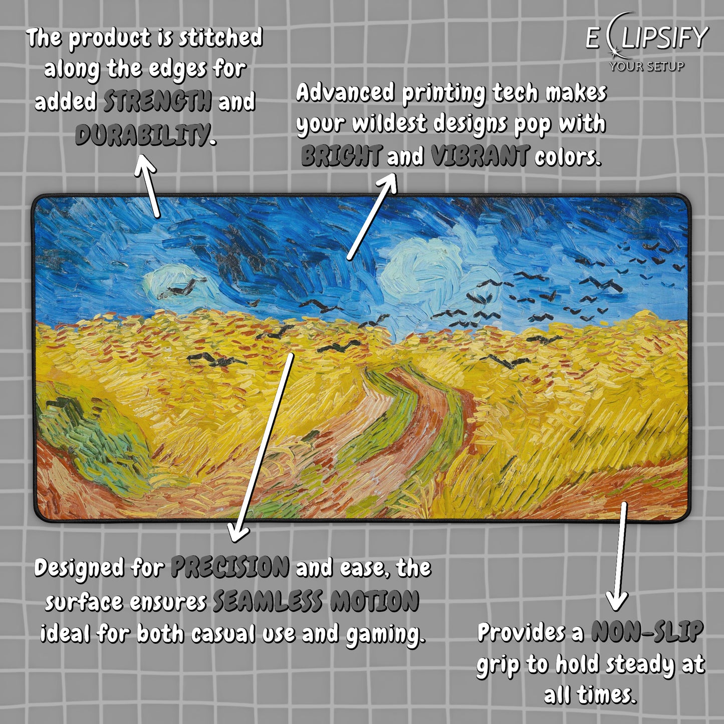 Wheat Field With Crows: Vincent Van Gogh Mouse Pad