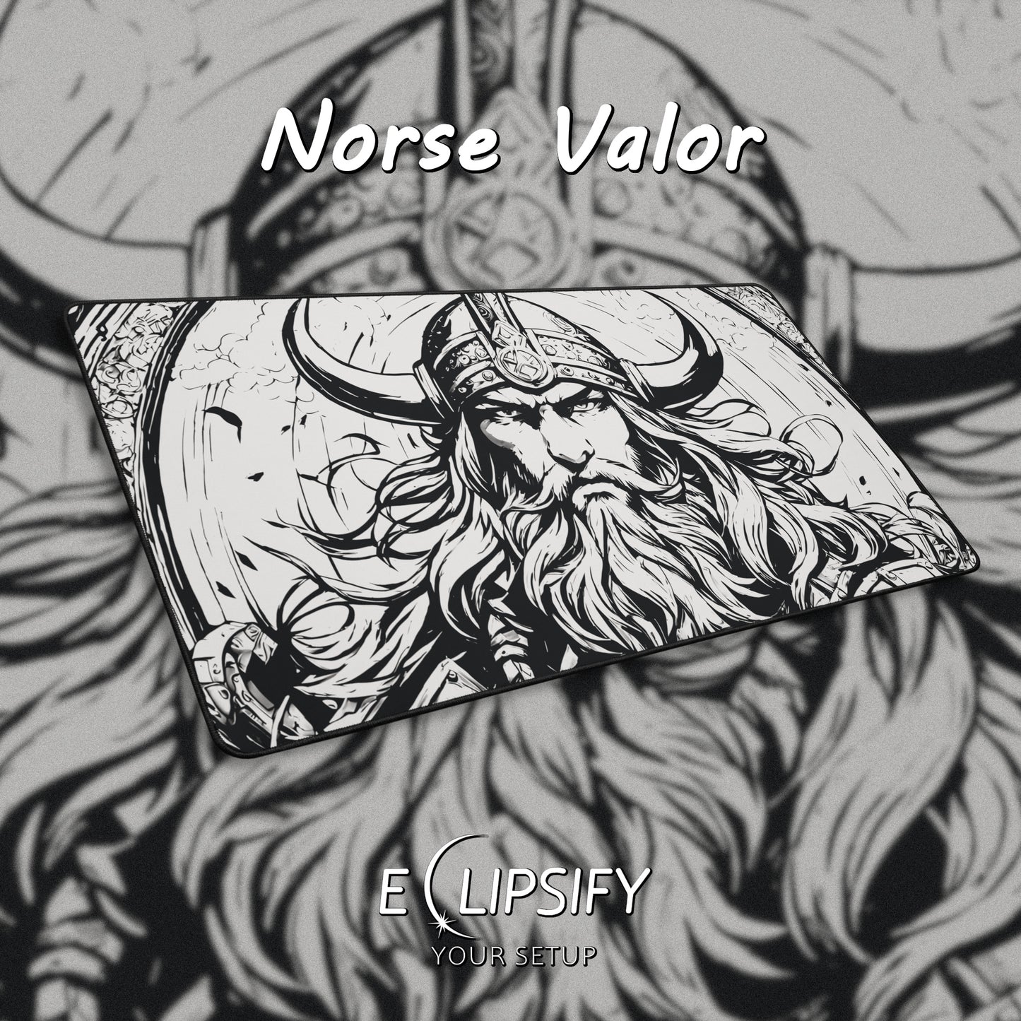 Norse Valor: Viking Minimalist White Gaming Mouse Pad