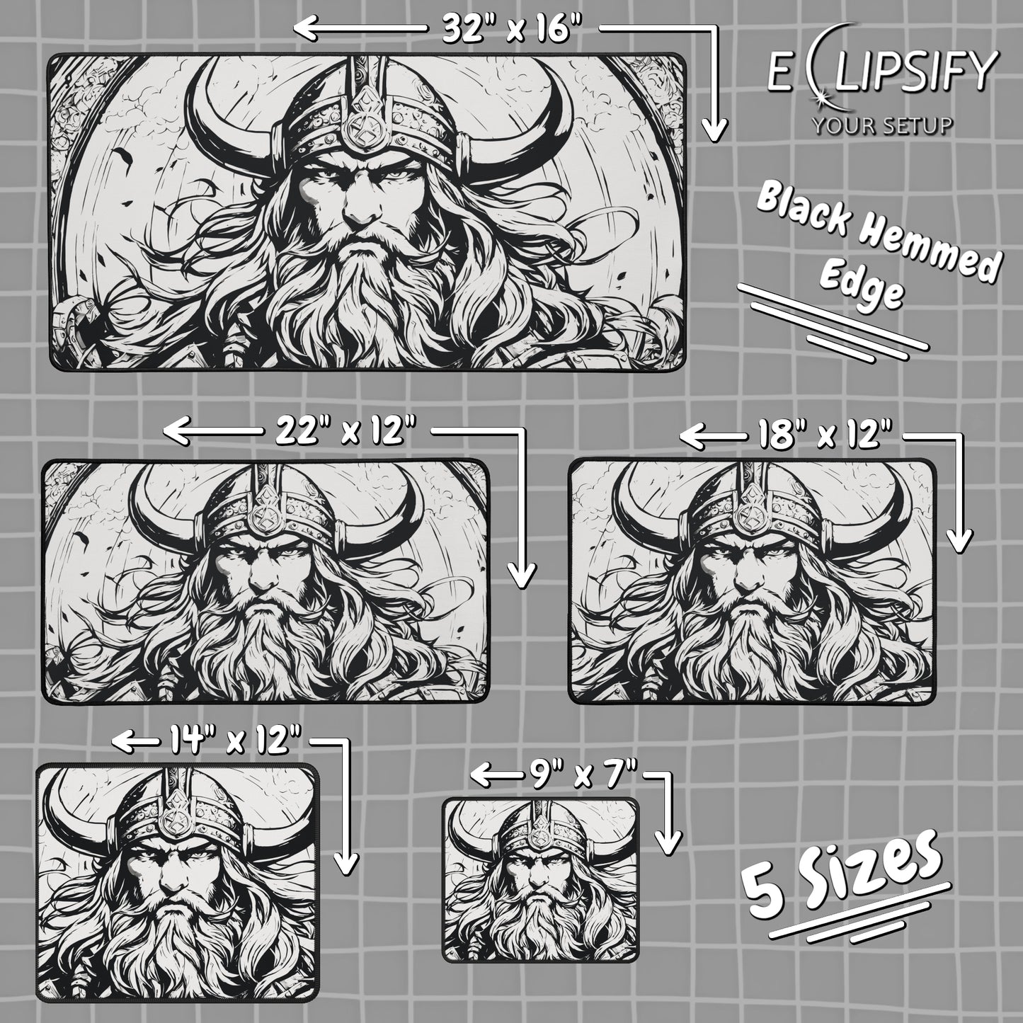 Norse Valor: Viking Minimalist White Gaming Mouse Pad