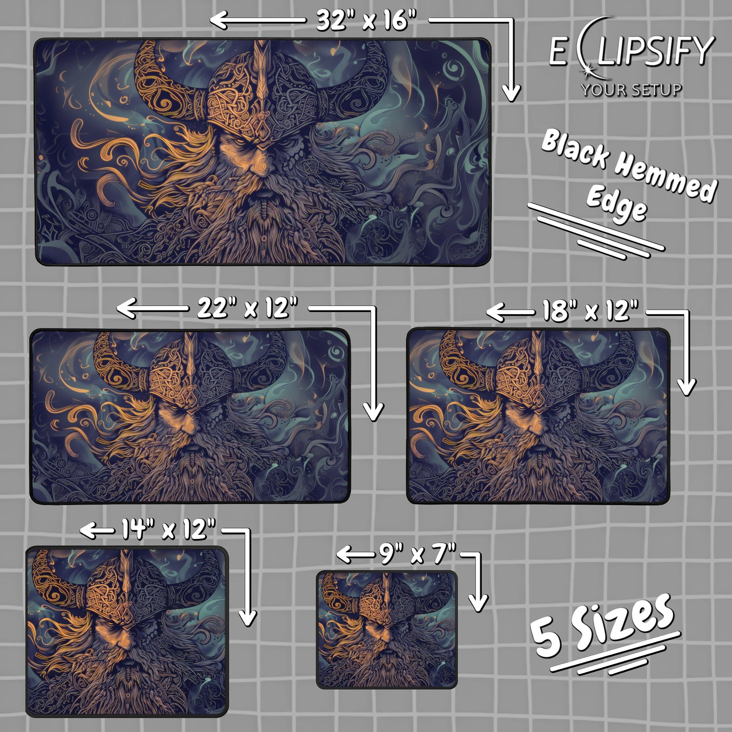 Nordic Warrior: Viking Gaming Mouse Pad