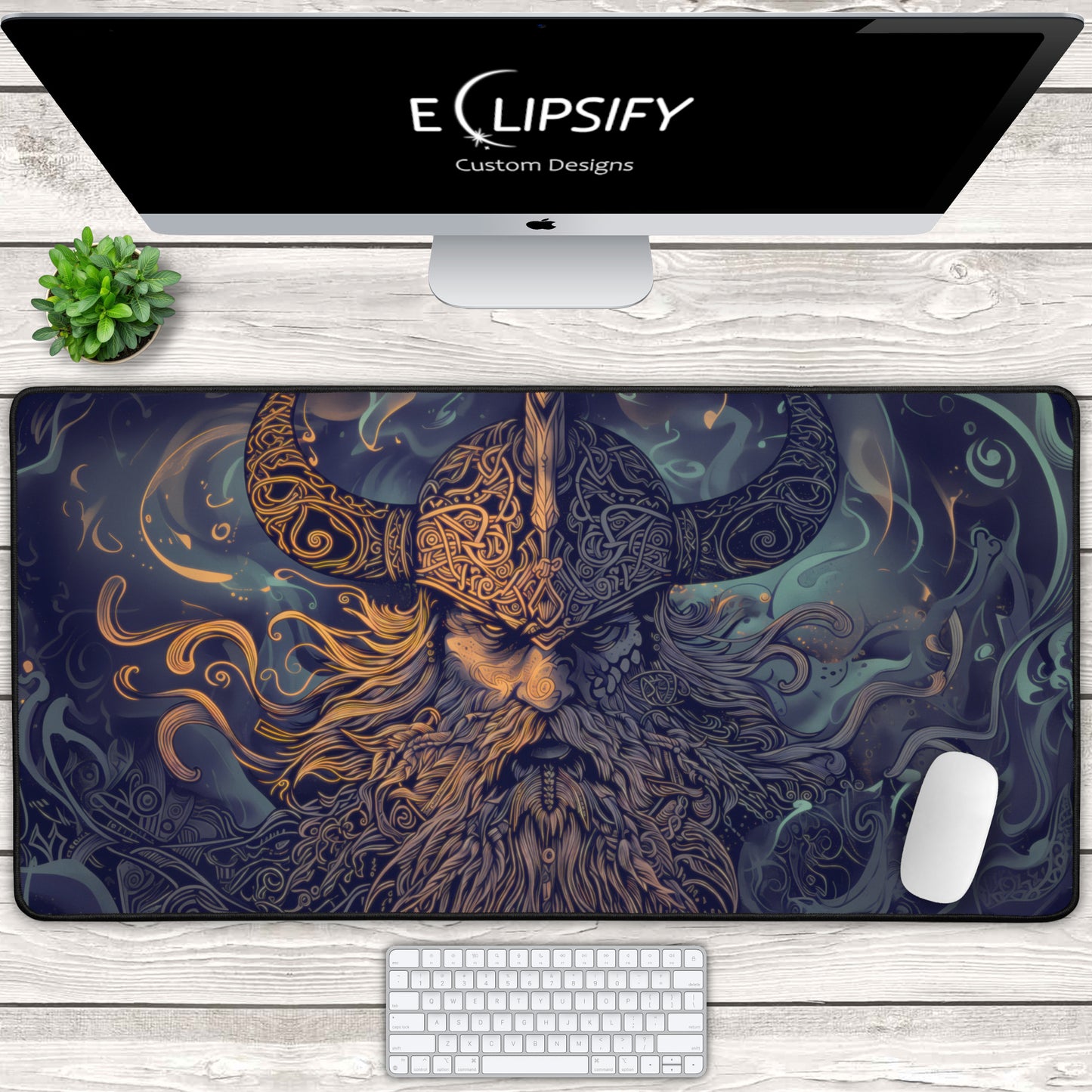 Nordic Warrior: Viking Gaming Mouse Pad