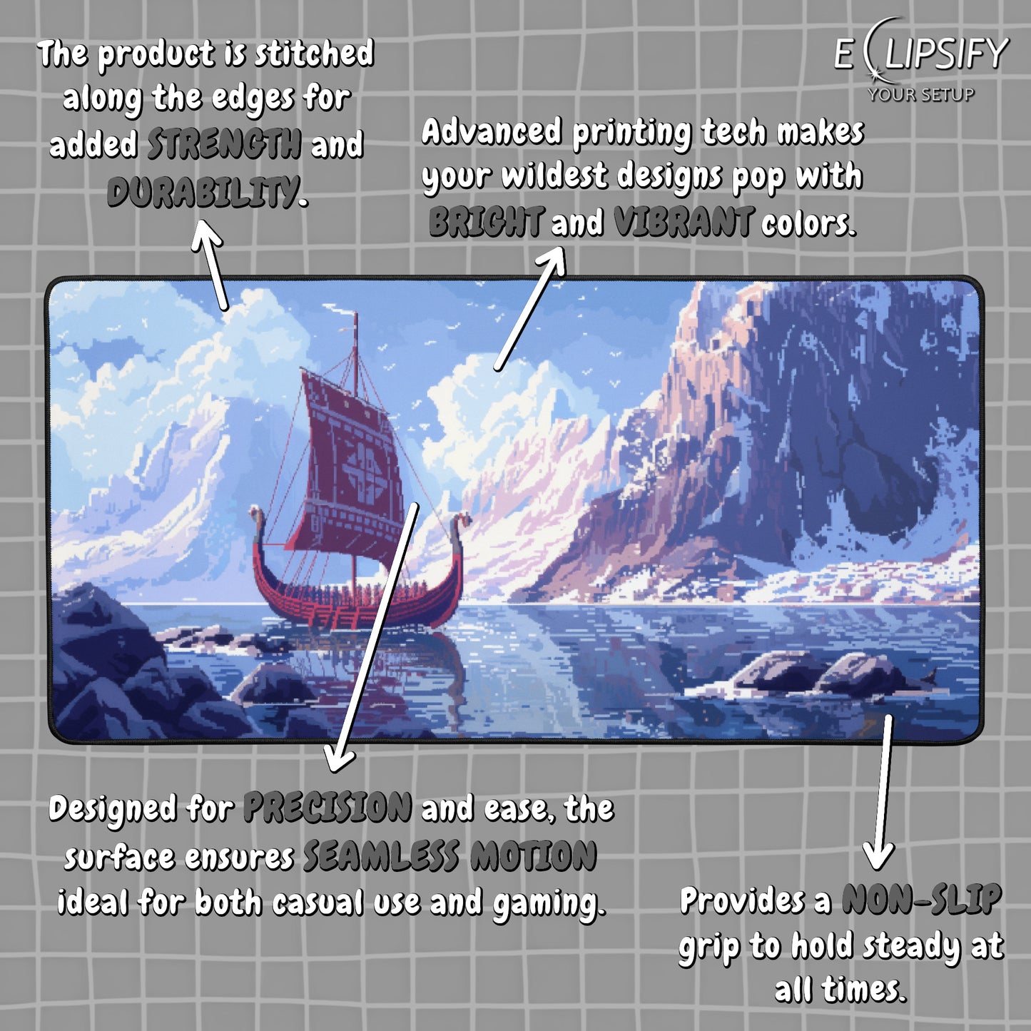 Viking Raid: Pixel Art Mouse Pad