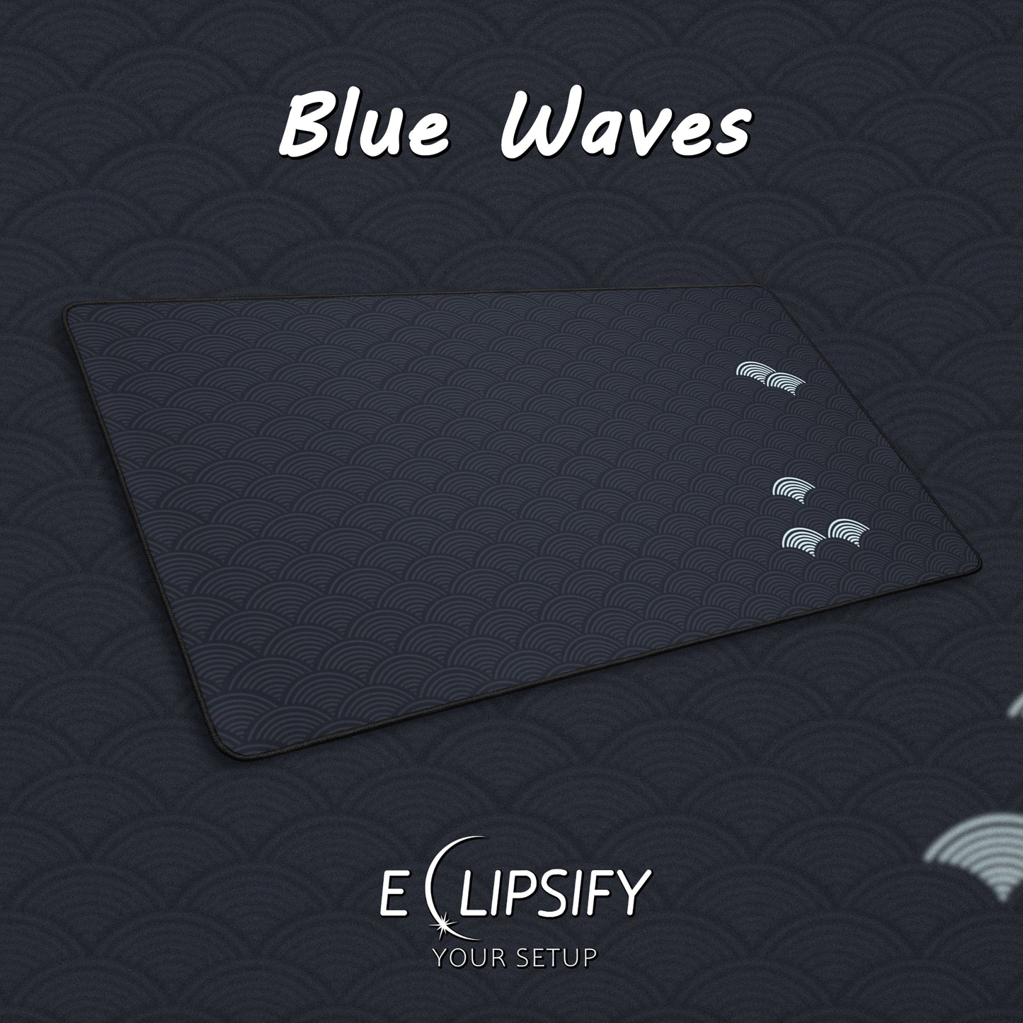Blue Waves: Minimalist Pattern Gaming Mouse Pad