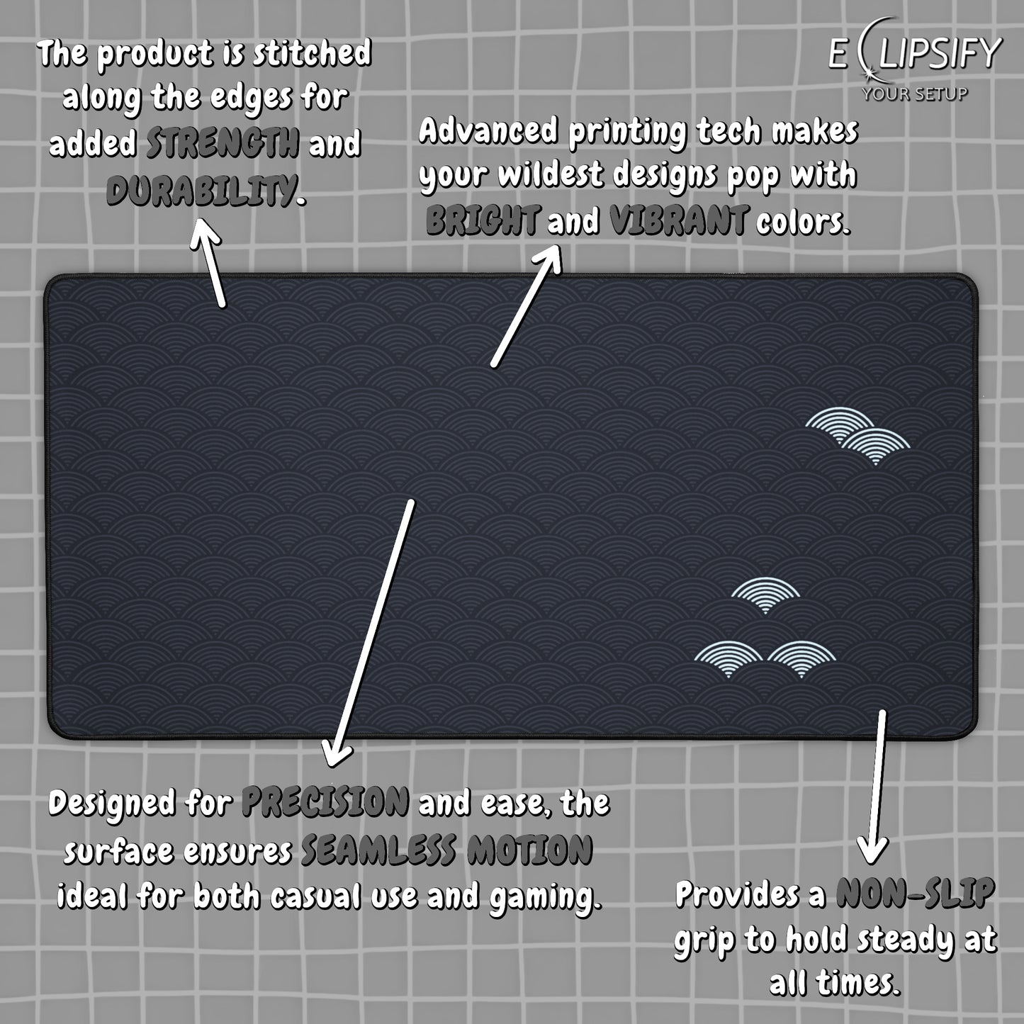 Blue Waves: Minimalist Pattern Gaming Mouse Pad