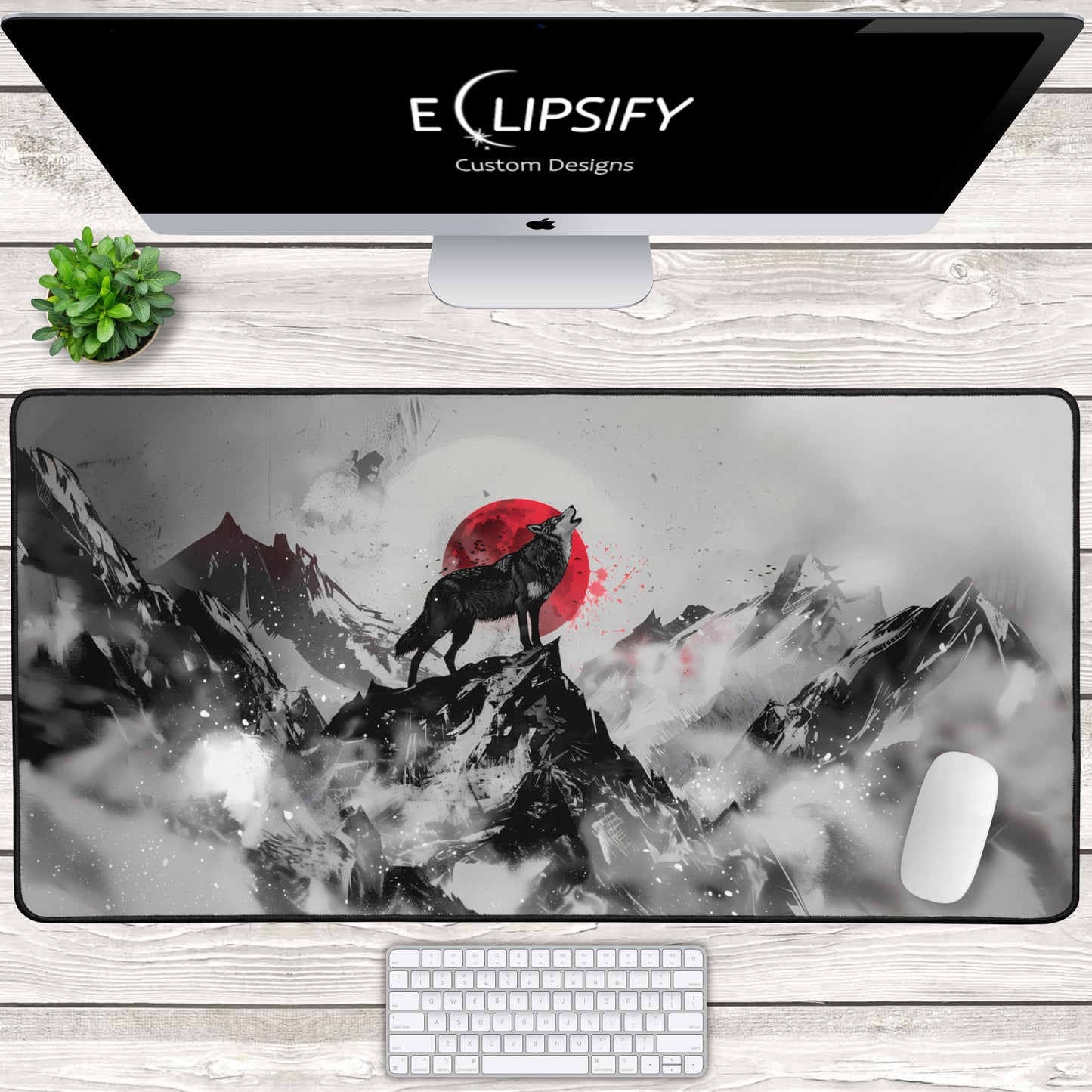 Blood Moon: Wolf Howling Gaming Mouse Pad