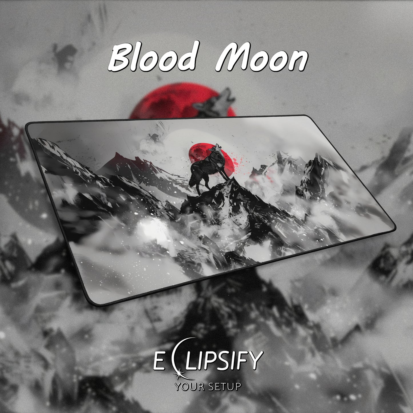 Blood Moon: Wolf Howling Gaming Mouse Pad