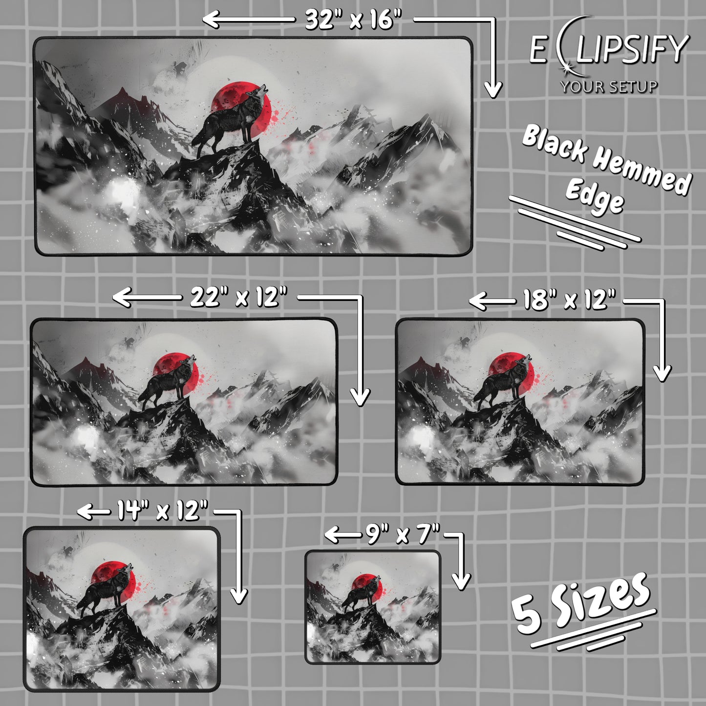 Blood Moon: Wolf Howling Gaming Mouse Pad