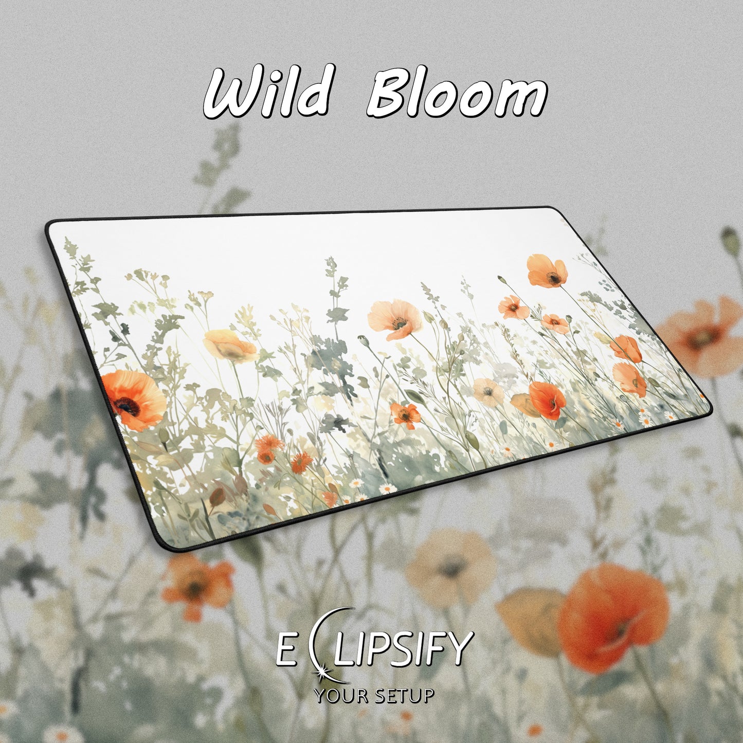 Wild Bloom: Orange Wildflower Floral White Mouse Pad