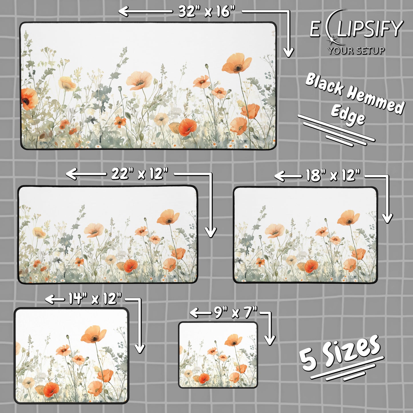 Wild Bloom: Orange Wildflower Floral White Mouse Pad