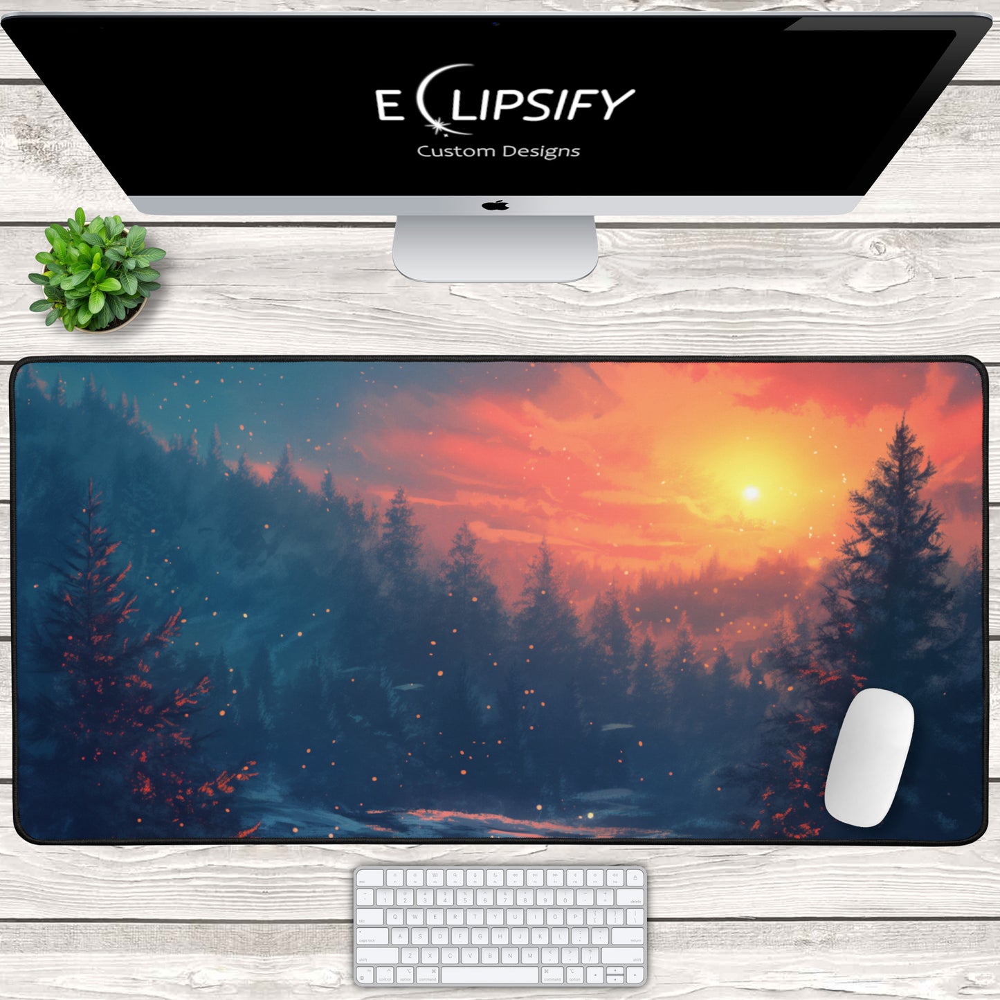 Blue Serenity: Snow Winter Landscape Mouse Pad
