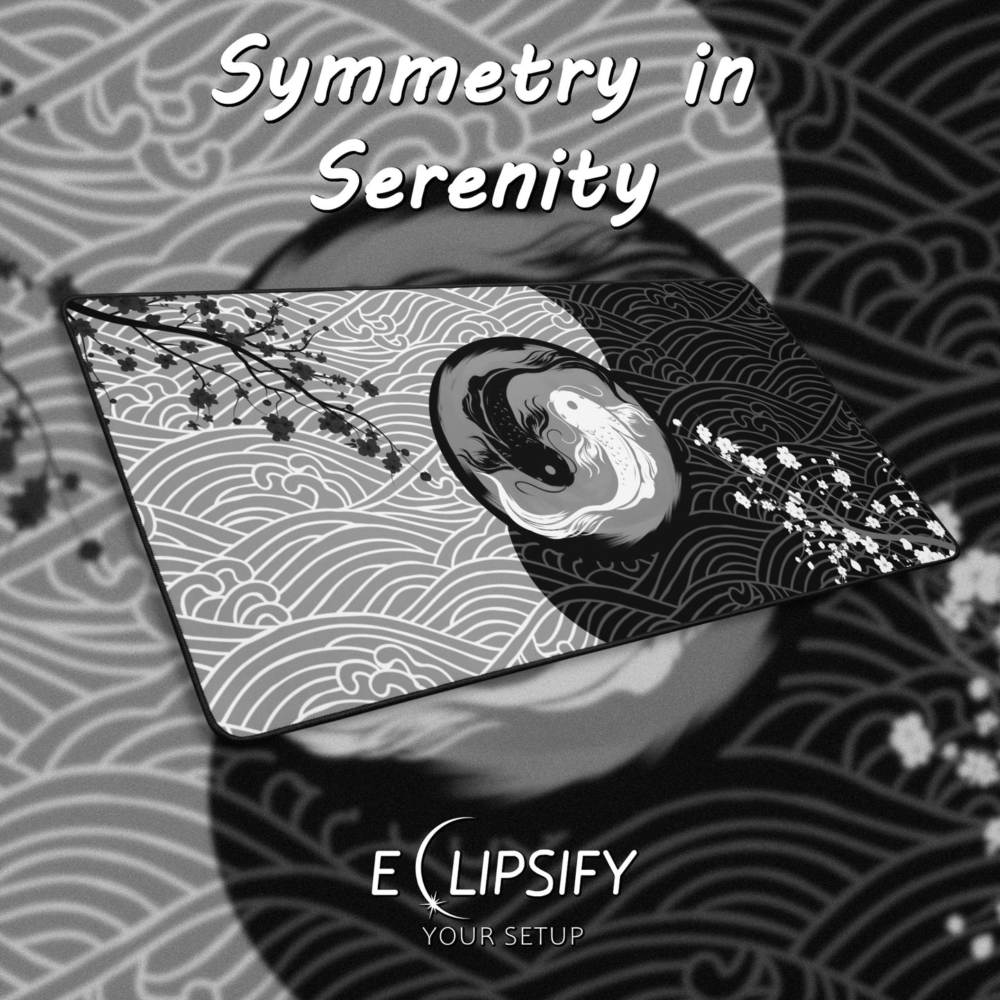 Symmetry in Serenity: Ying Yang Koi Fish Gaming Mouse Pad