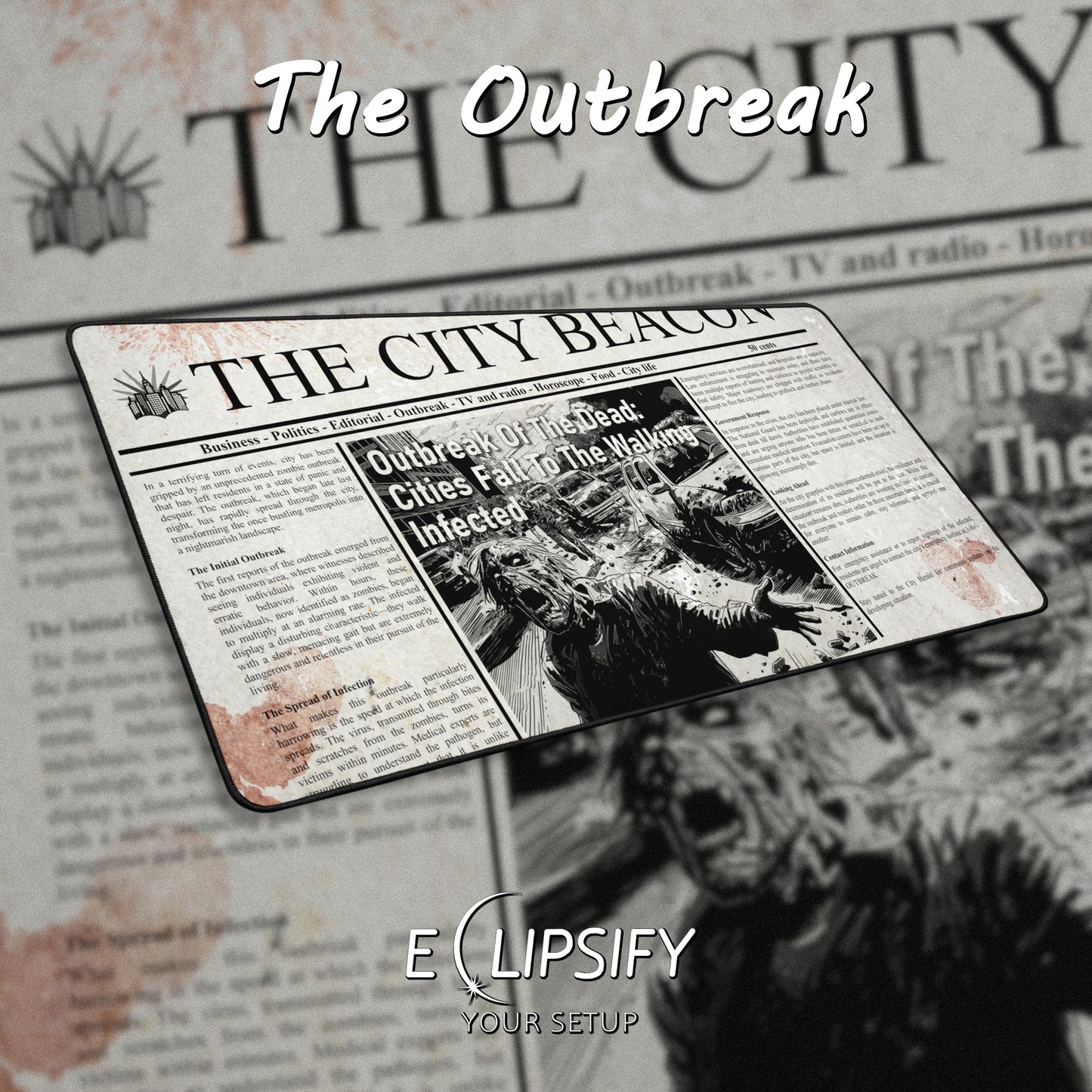 The Outbreak: Zombie Newspaper Mouse Pad