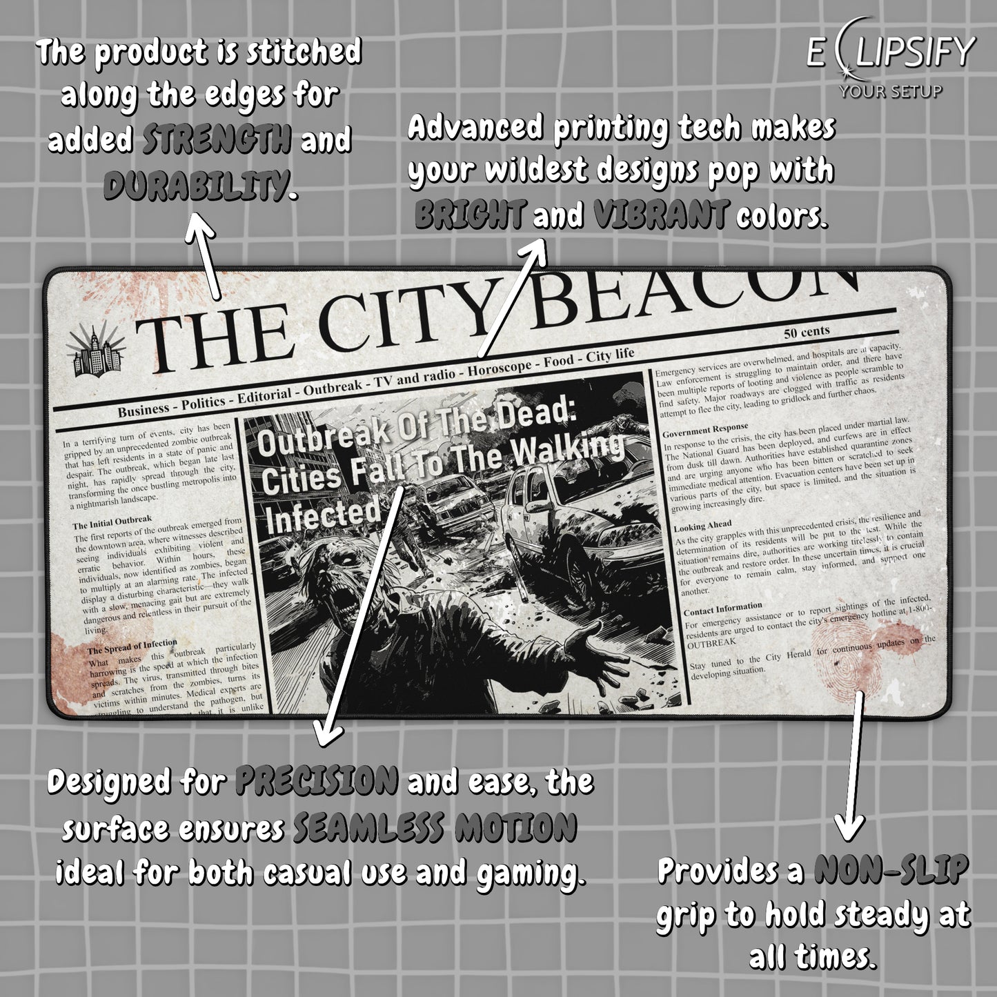 The Outbreak: Zombie Newspaper Mouse Pad