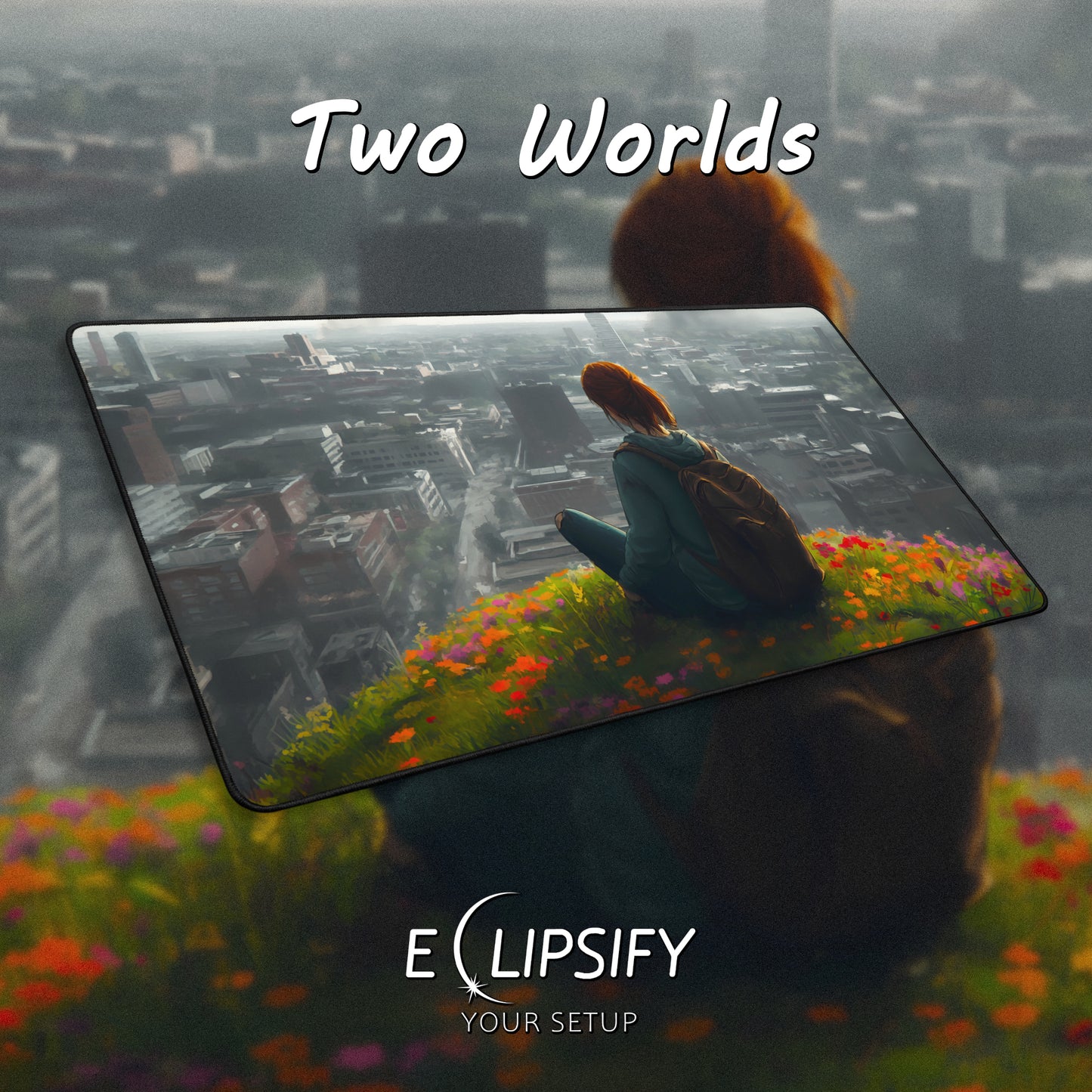 Two Worlds: Girl Zombie Apocalypse Mouse Pad