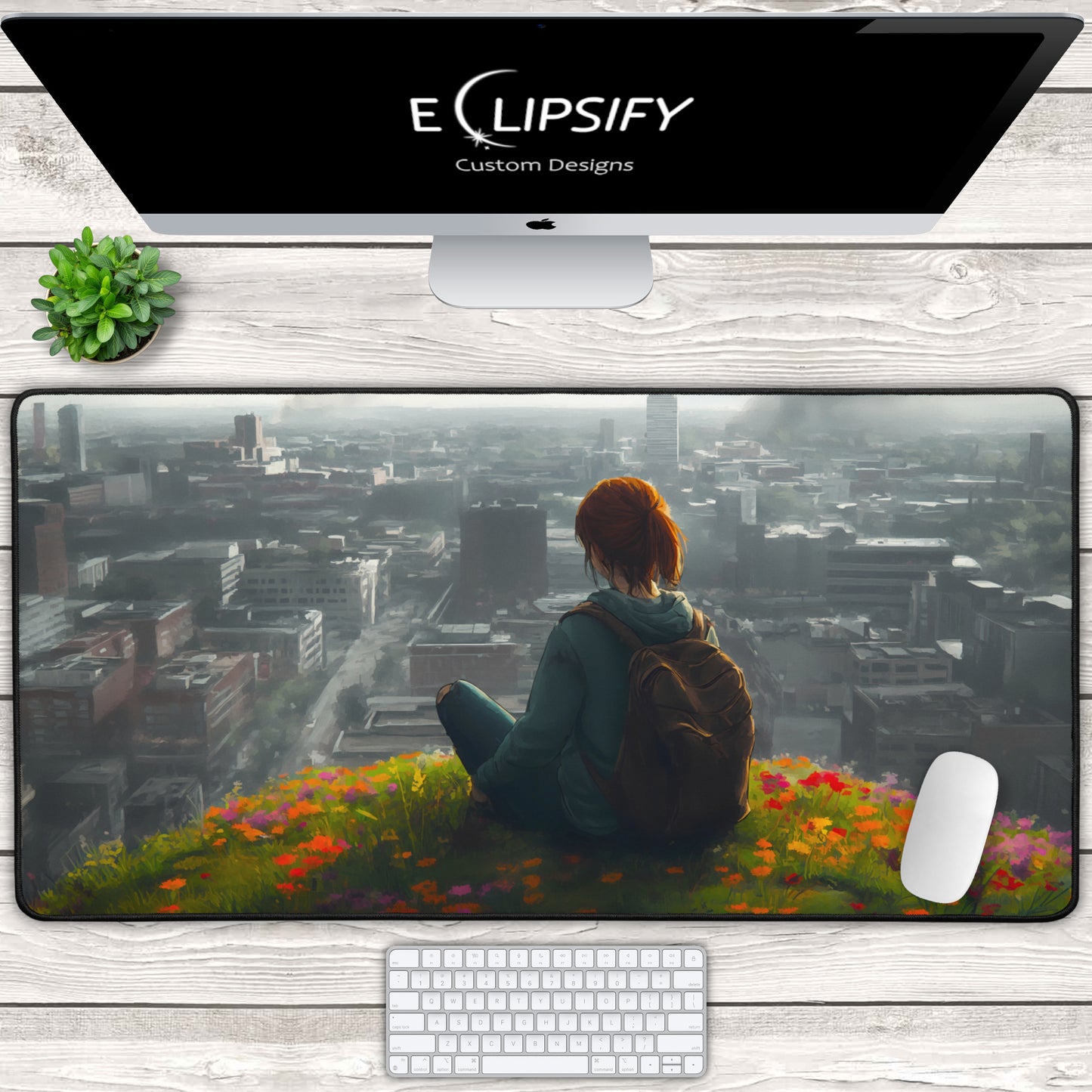 Two Worlds: Girl Zombie Apocalypse Mouse Pad